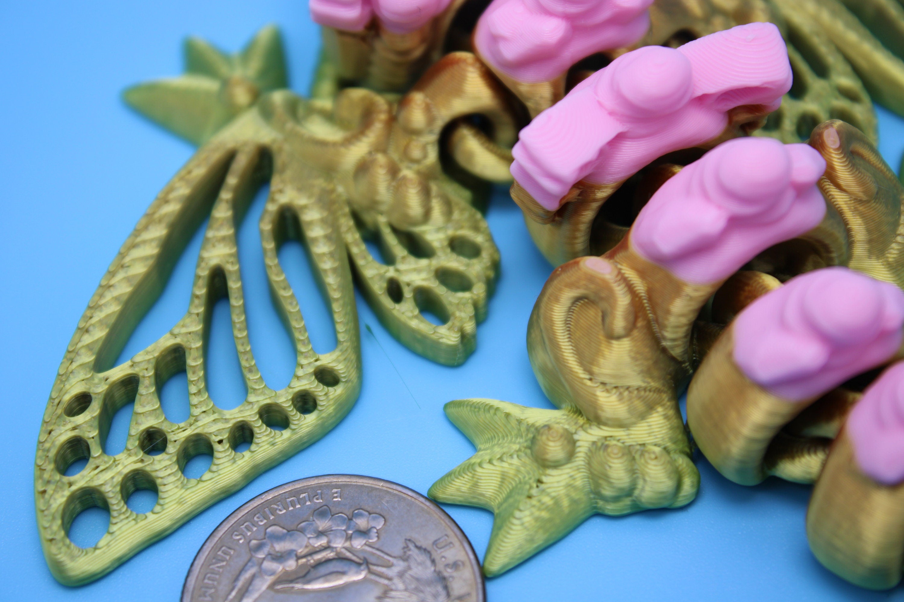 Butterfly Wyvern | Miniature | 3D Printed | Wyvern Dragon | 3.25 in. | Dragon Toy | Fidget Toy | Flexi Dragon.