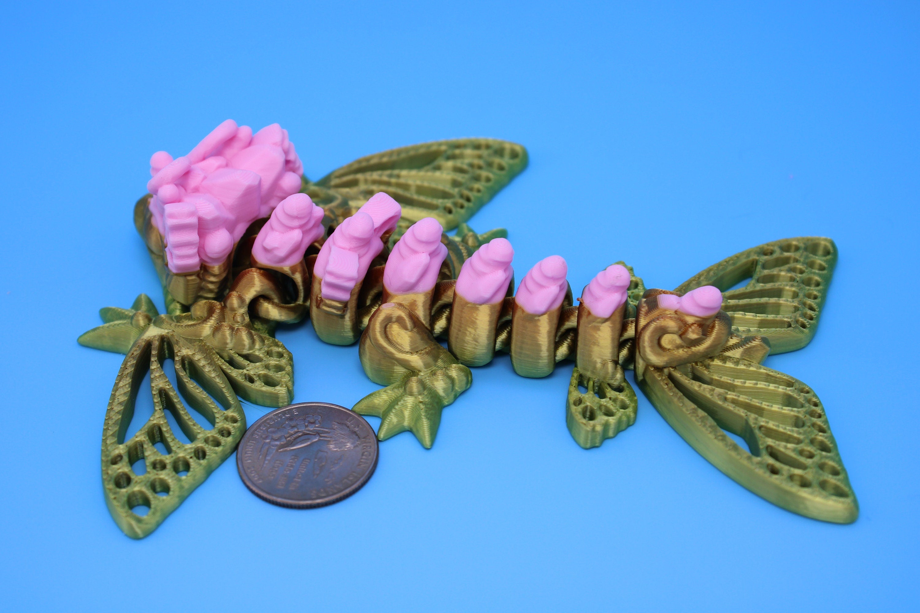 Butterfly Wyvern | Miniature | 3D Printed | Wyvern Dragon | 3.25 in. | Dragon Toy | Fidget Toy | Flexi Dragon.