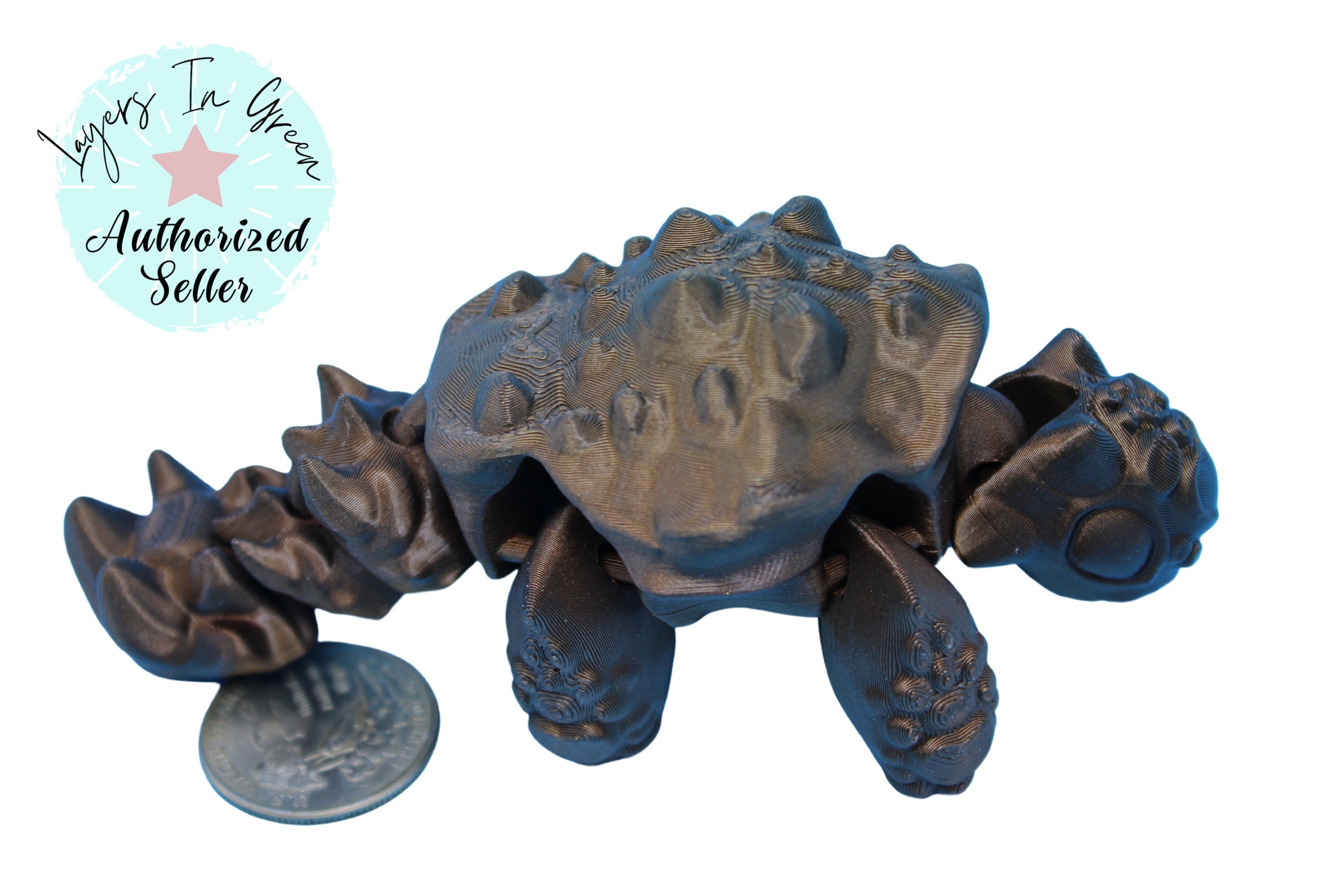 Dinosaur | 3D Printed Cute Anky | Sensory Toy | Fidget Toy | Articulating Ankylosaurus 4.75 in.