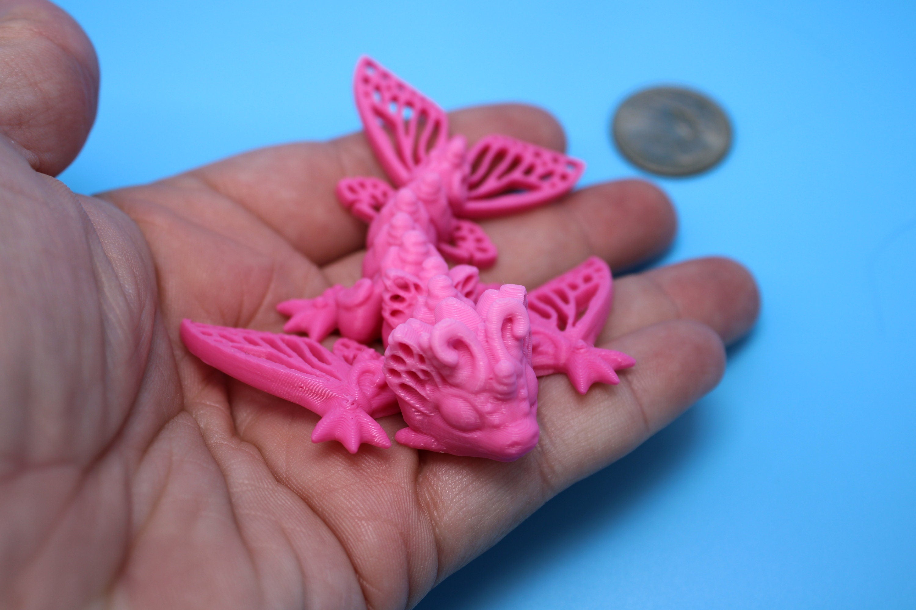 Butterfly Wyvern | Miniature | 3D Printed | Wyvern Dragon | 3.25 in. | Dragon Toy | Fidget Toy | Flexi Dragon.