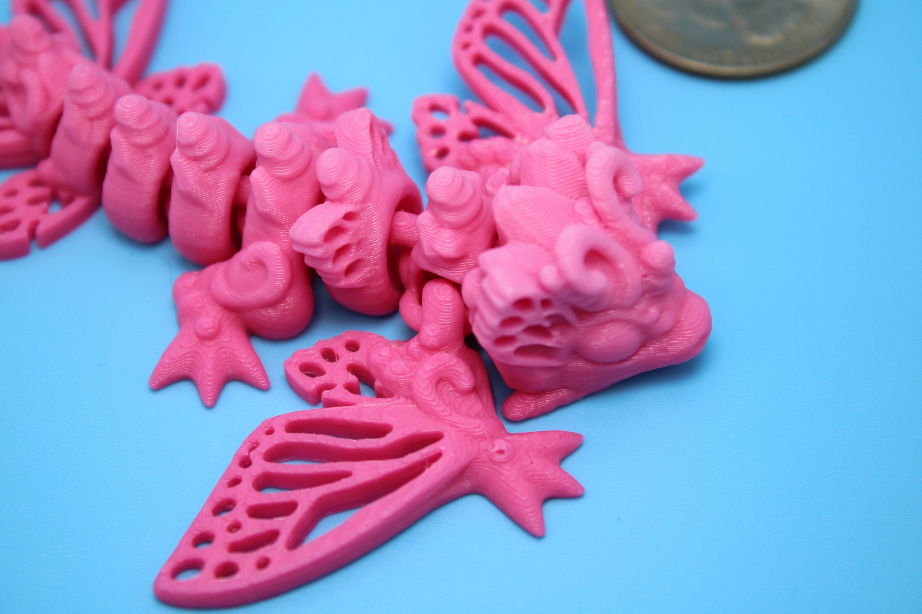 Butterfly Wyvern | Miniature | 3D Printed | Wyvern Dragon | 3.25 in. | Dragon Toy | Fidget Toy | Flexi Dragon.