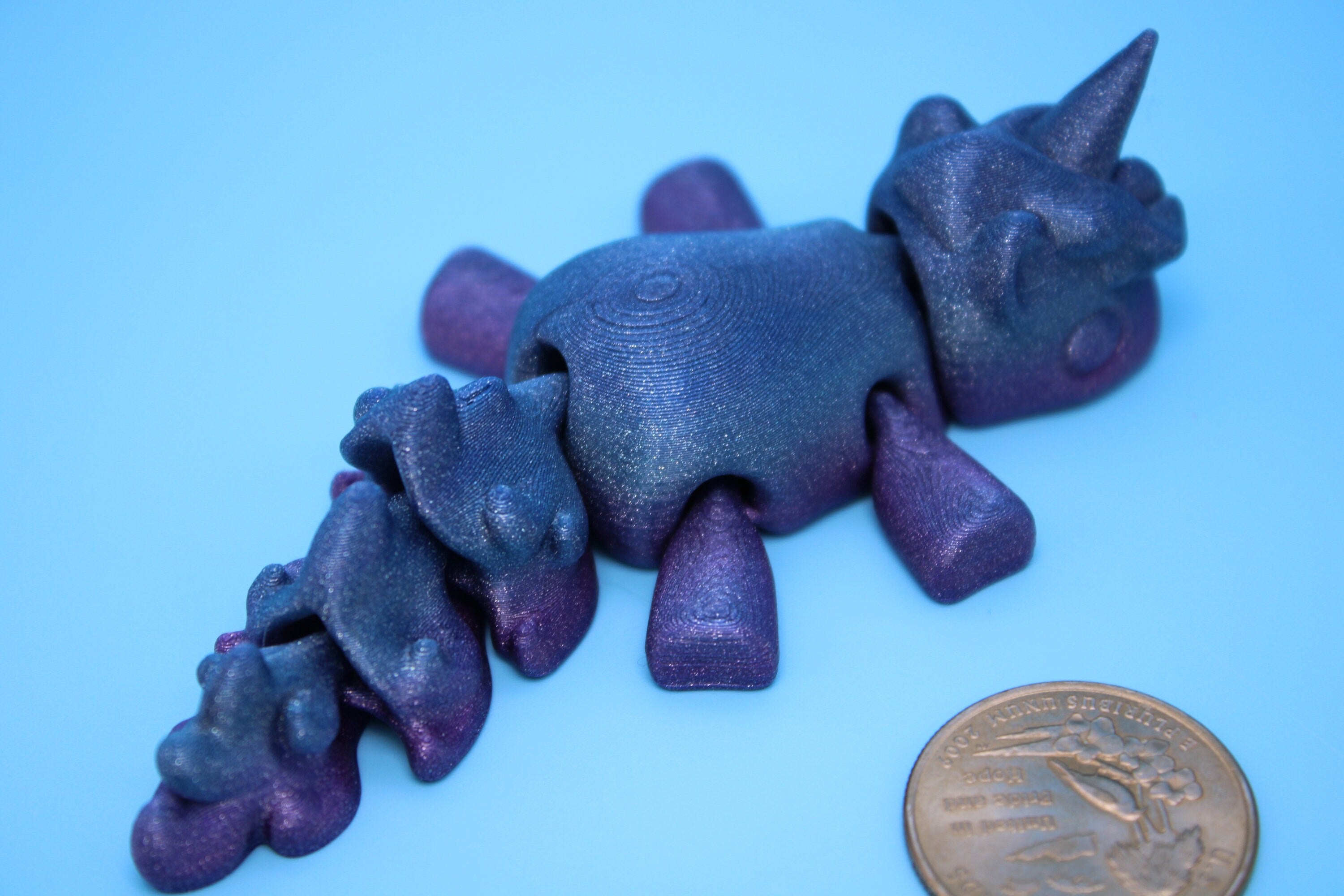 Unicorn no Wings- Blue & Purple | 3D Printed | Cute Unicorn | Sensory Toy | Fidget Toy | Articulating Unicorn.