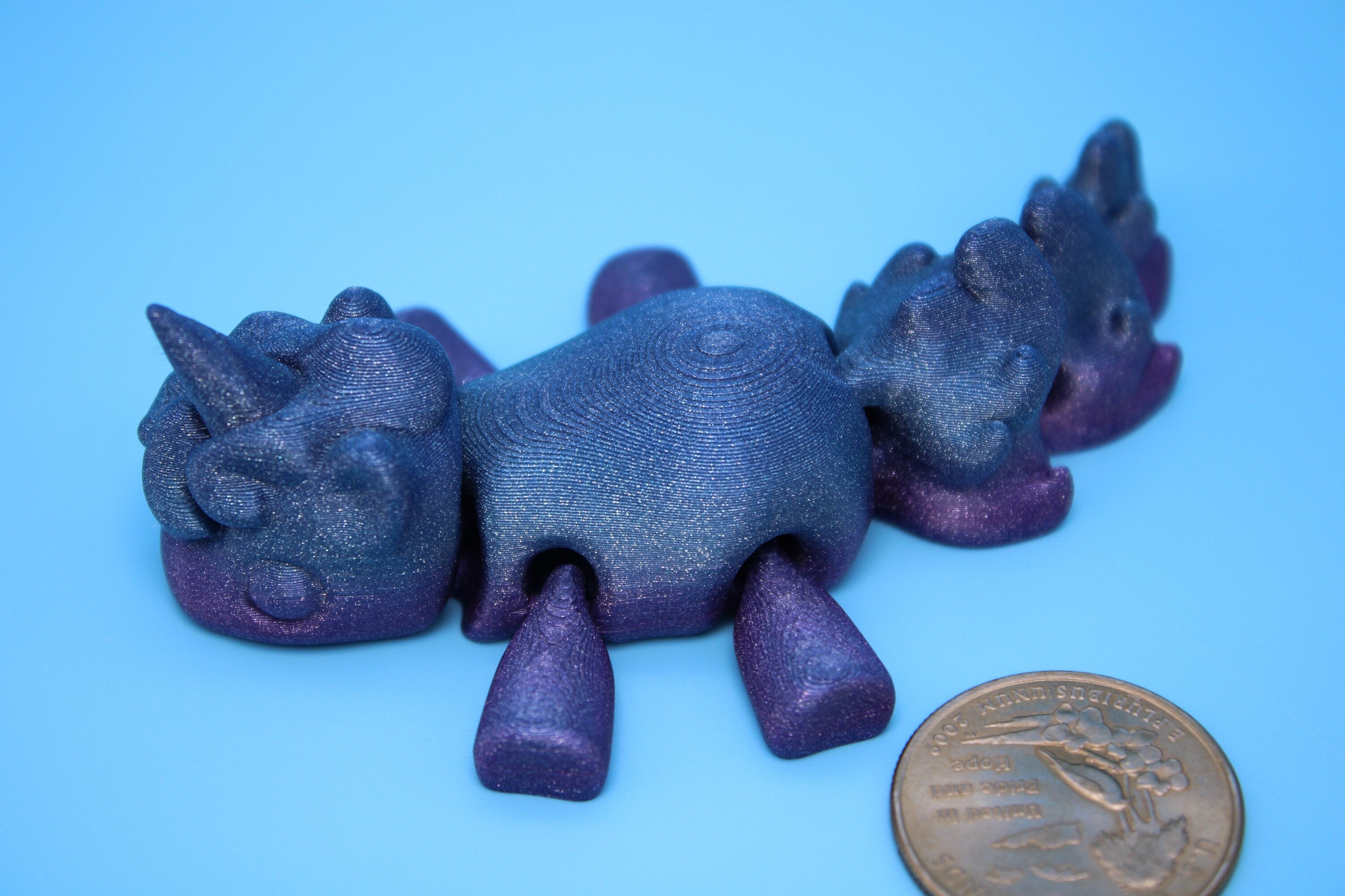 Unicorn no Wings- Blue & Purple | 3D Printed | Cute Unicorn | Sensory Toy | Fidget Toy | Articulating Unicorn.