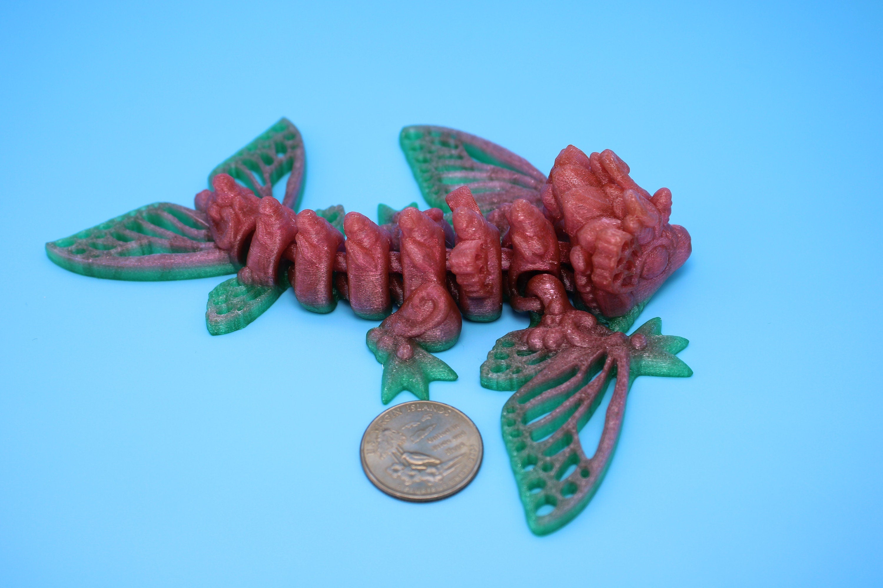 Butterfly Wyvern | 3D Printed TPU | Wyvern Dragon | 3.25 in. | Dragon Toy | Fidget Toy | Flexi Dragon.