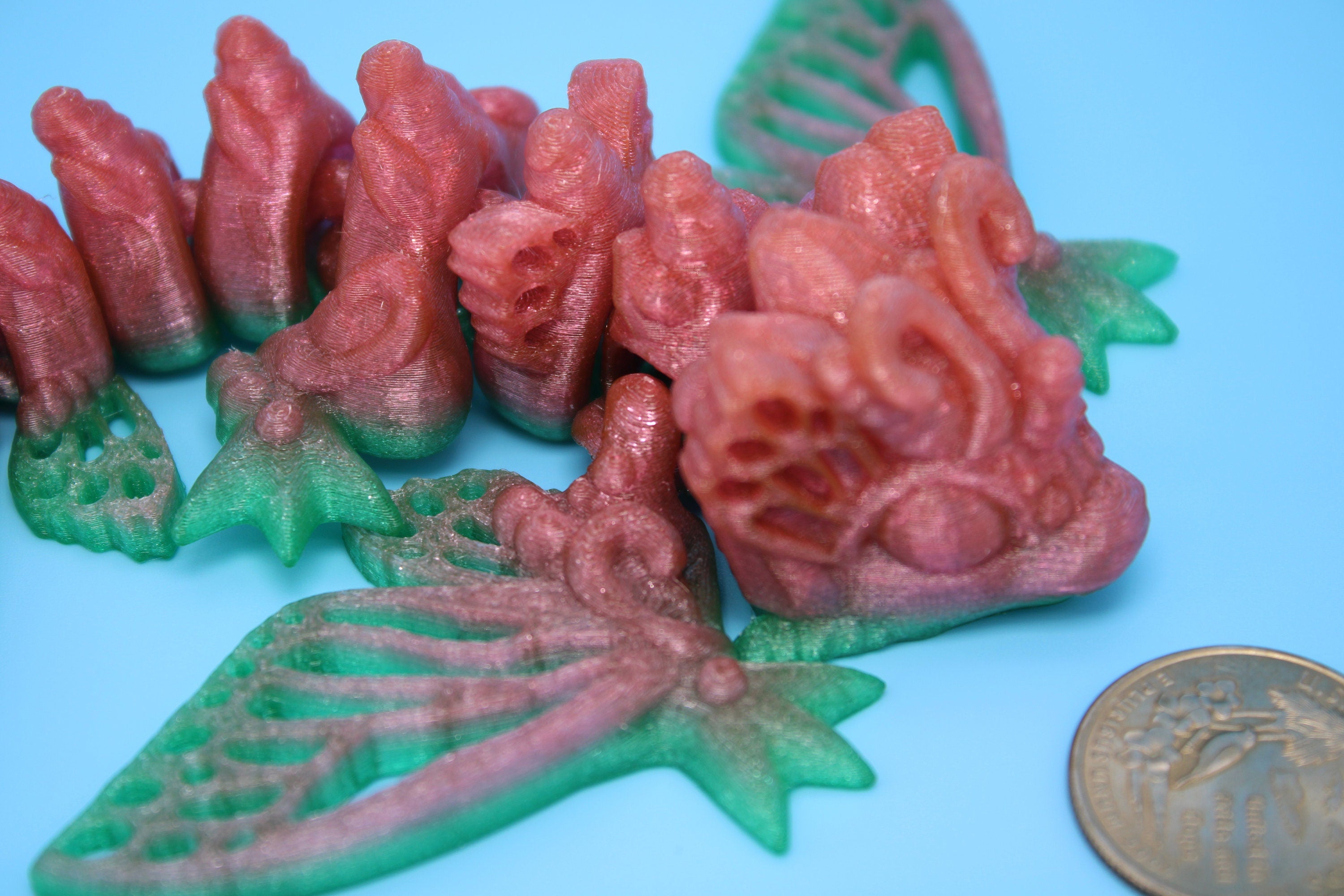 Butterfly Wyvern | 3D Printed TPU | Wyvern Dragon | 3.25 in. | Dragon Toy | Fidget Toy | Flexi Dragon.