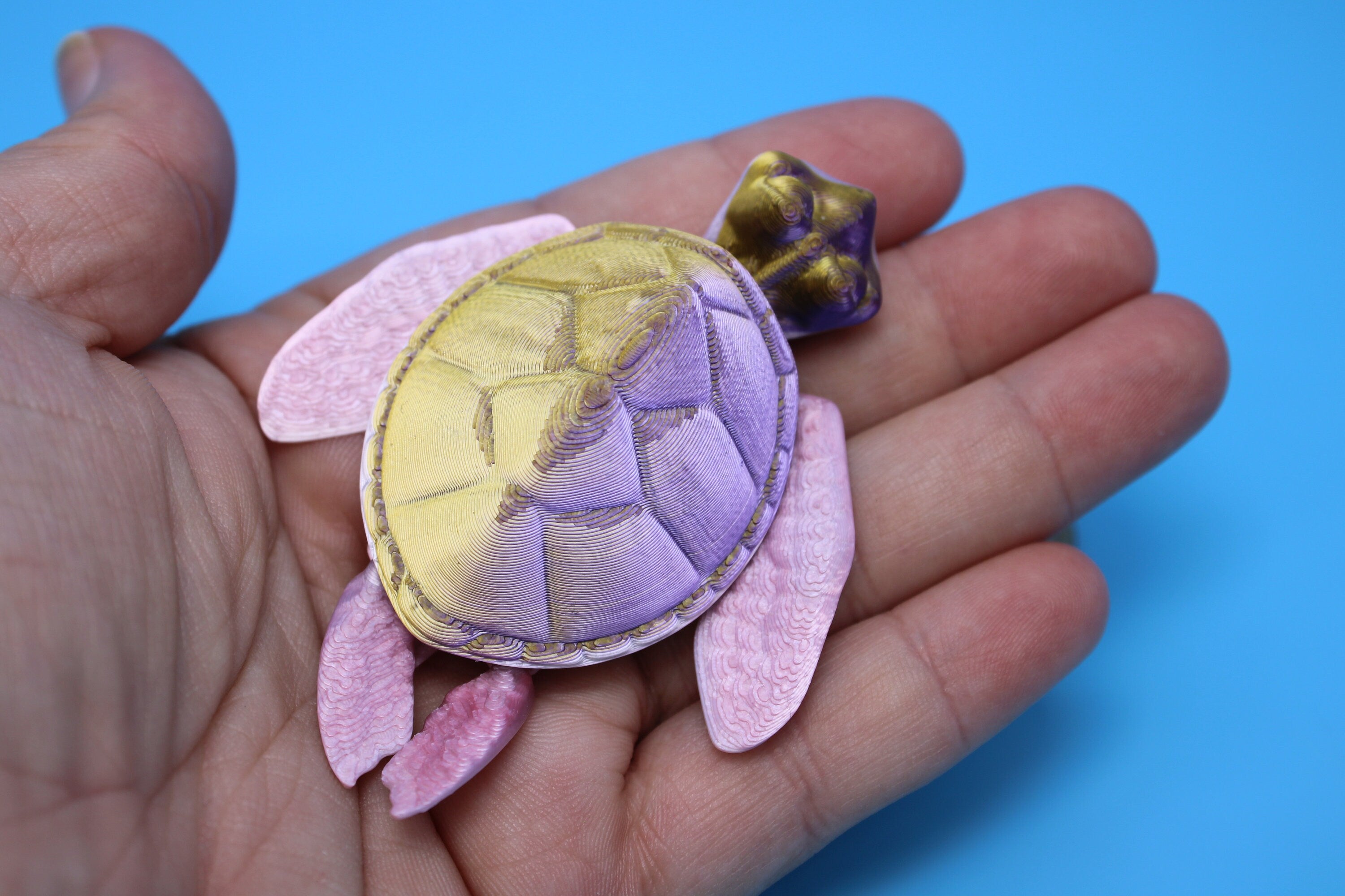 Turtle- Pink & Gold | Miniature | Cute Flexi Toy | Articulating Turtle | 3D printed