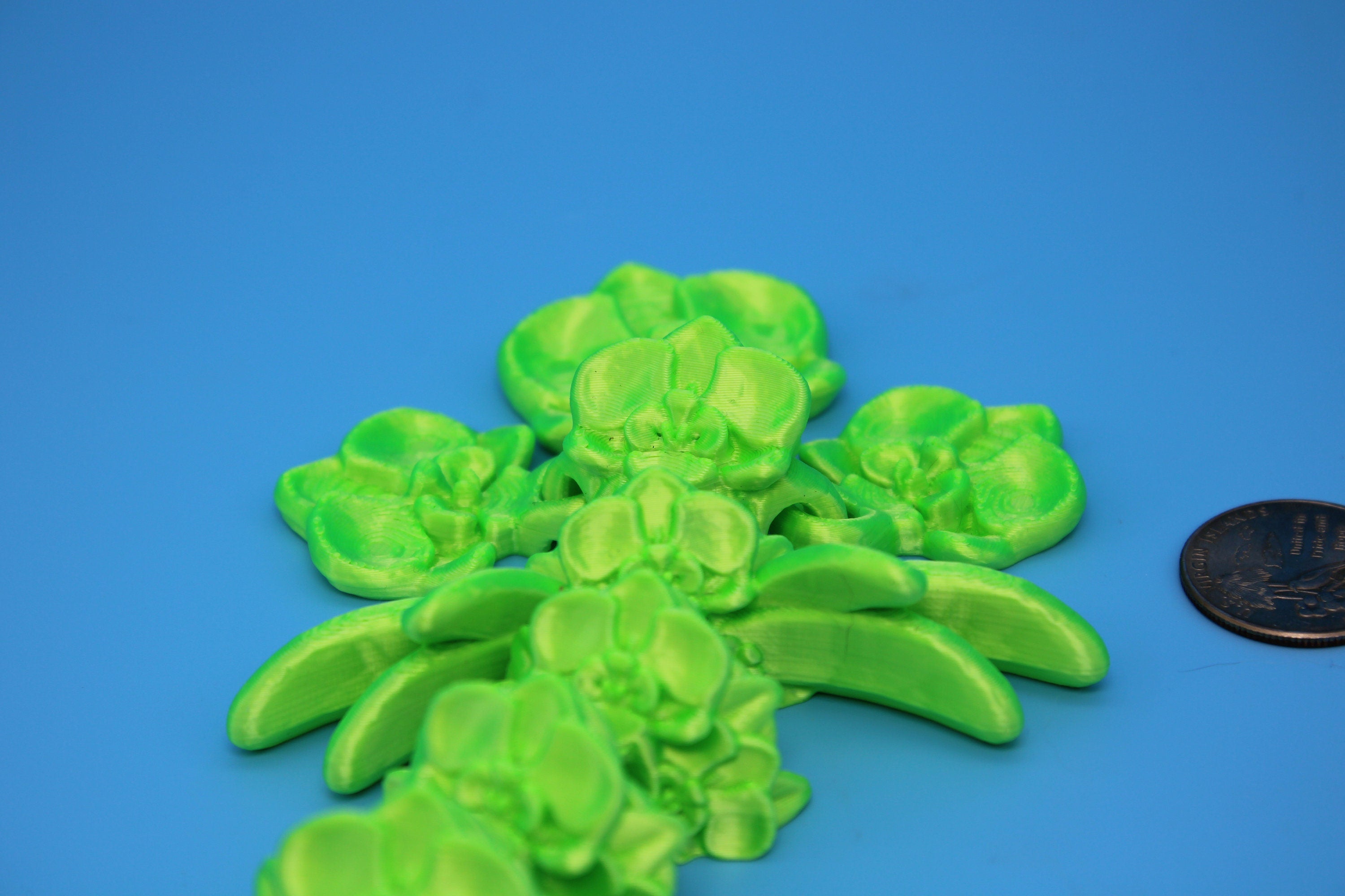 Baby Orchid Dragon- Green | 3D Printed | Flexi Toy | 12.5 in.