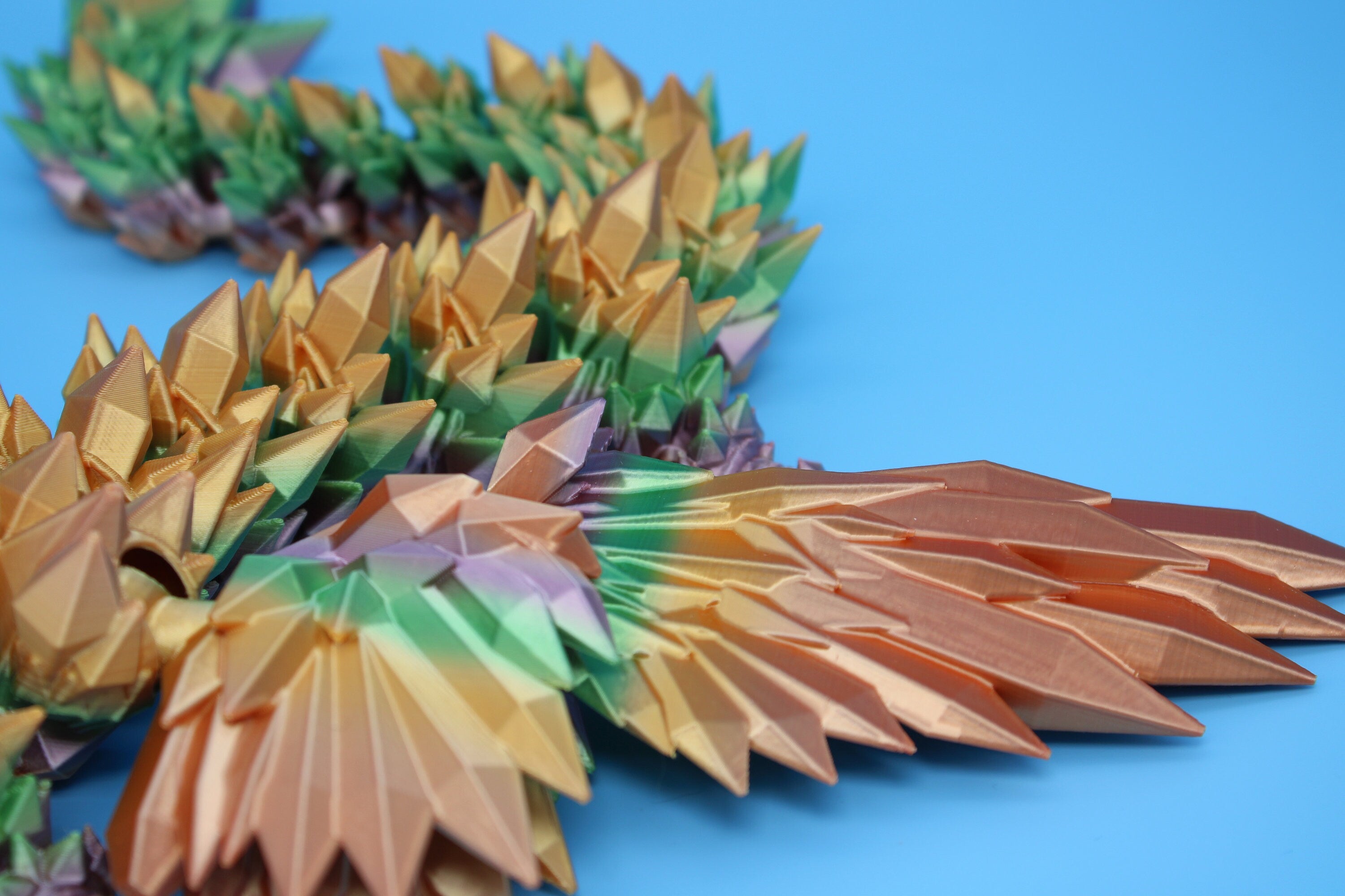 Crystal Wing Dragon | Rainbow | Crystal Wing Dragon | 3D printed | Articulating Dragon | Fidget Toy | Flexi Toy | 18 in