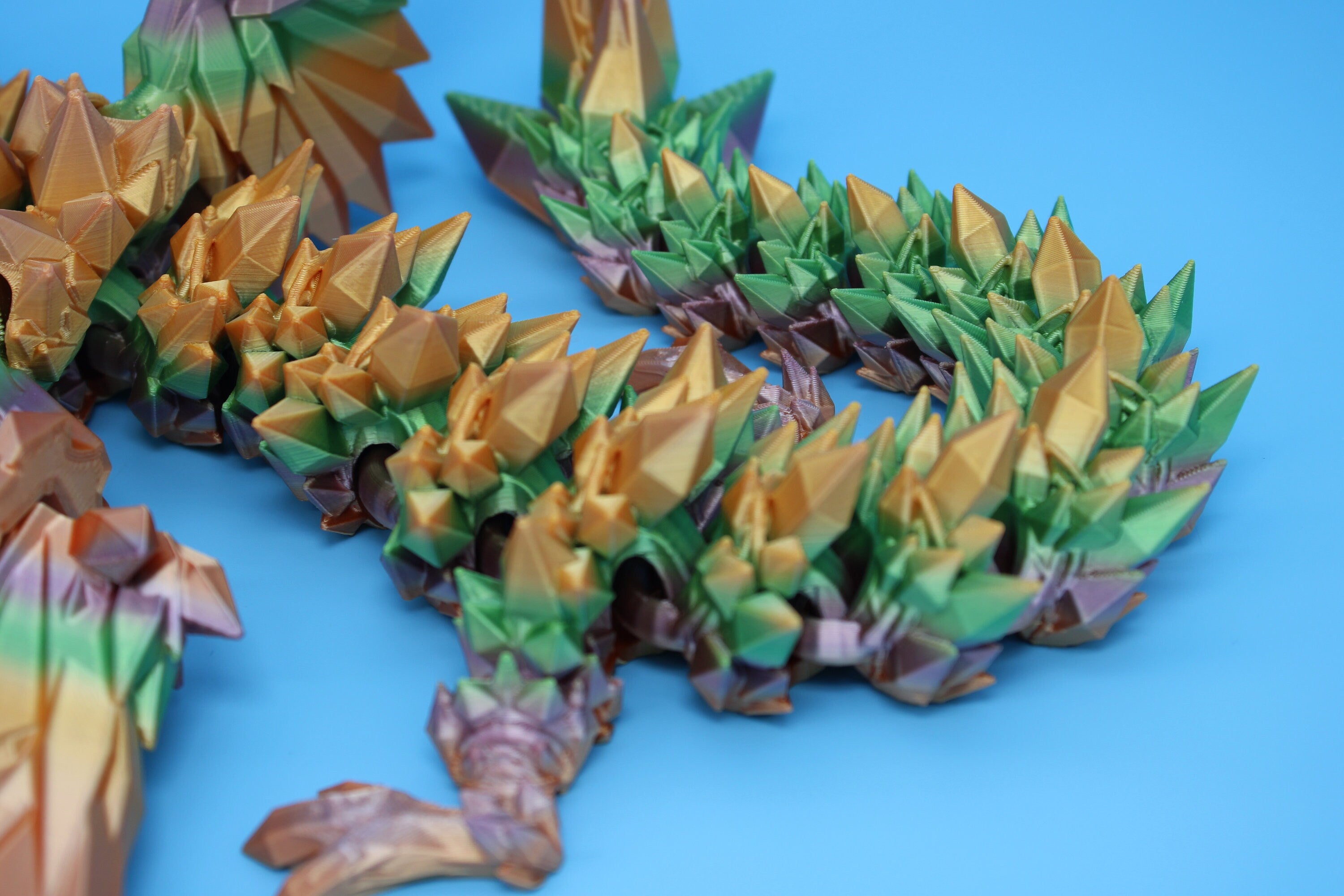 Crystal Wing Dragon | Rainbow | Crystal Wing Dragon | 3D printed | Articulating Dragon | Fidget Toy | Flexi Toy | 18 in