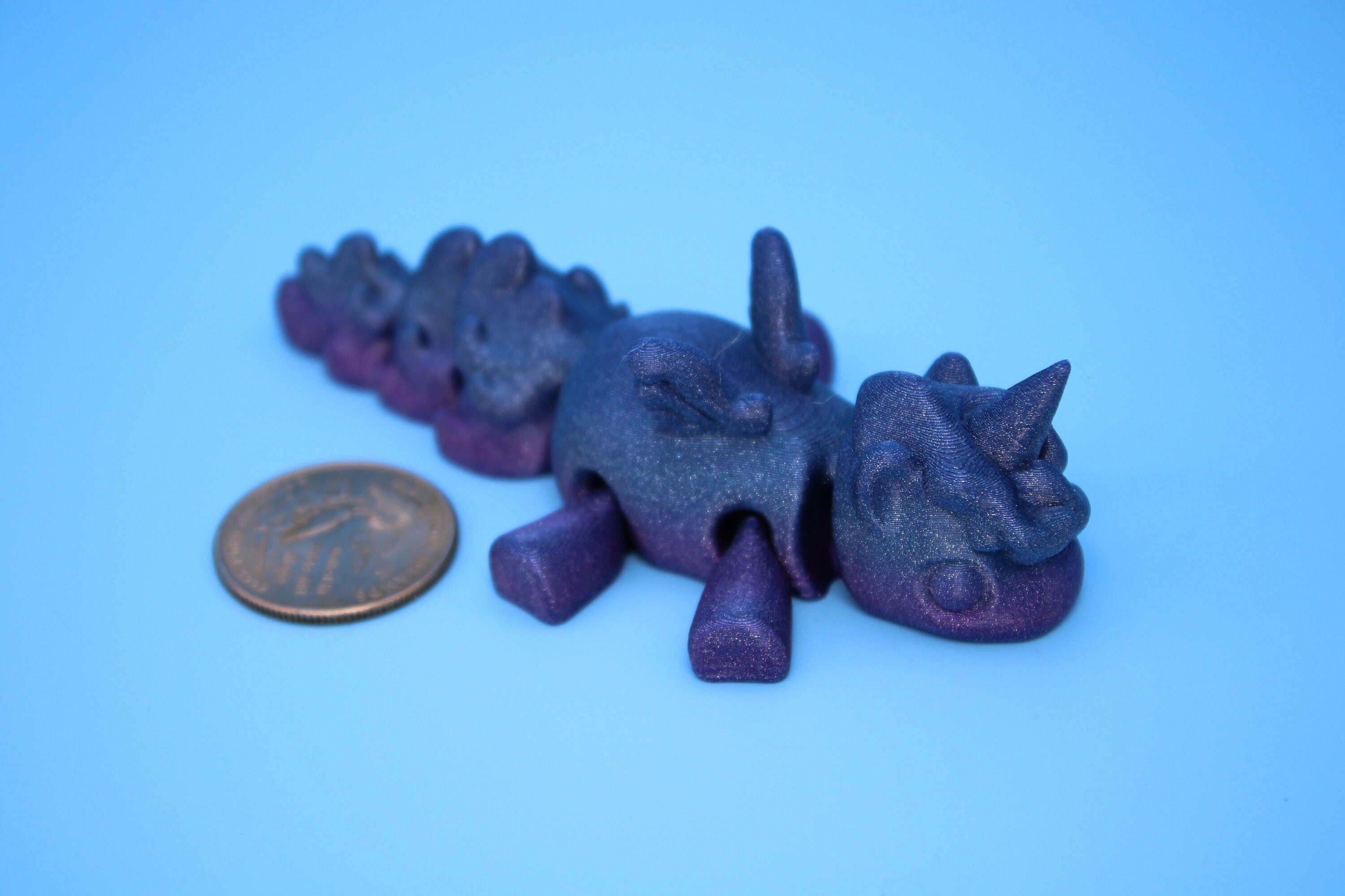 Unicorn with Wings- Blue & Purple | 3D Printed Miniature | Cute Unicorn | Sensory Toy | Fidget Toy.