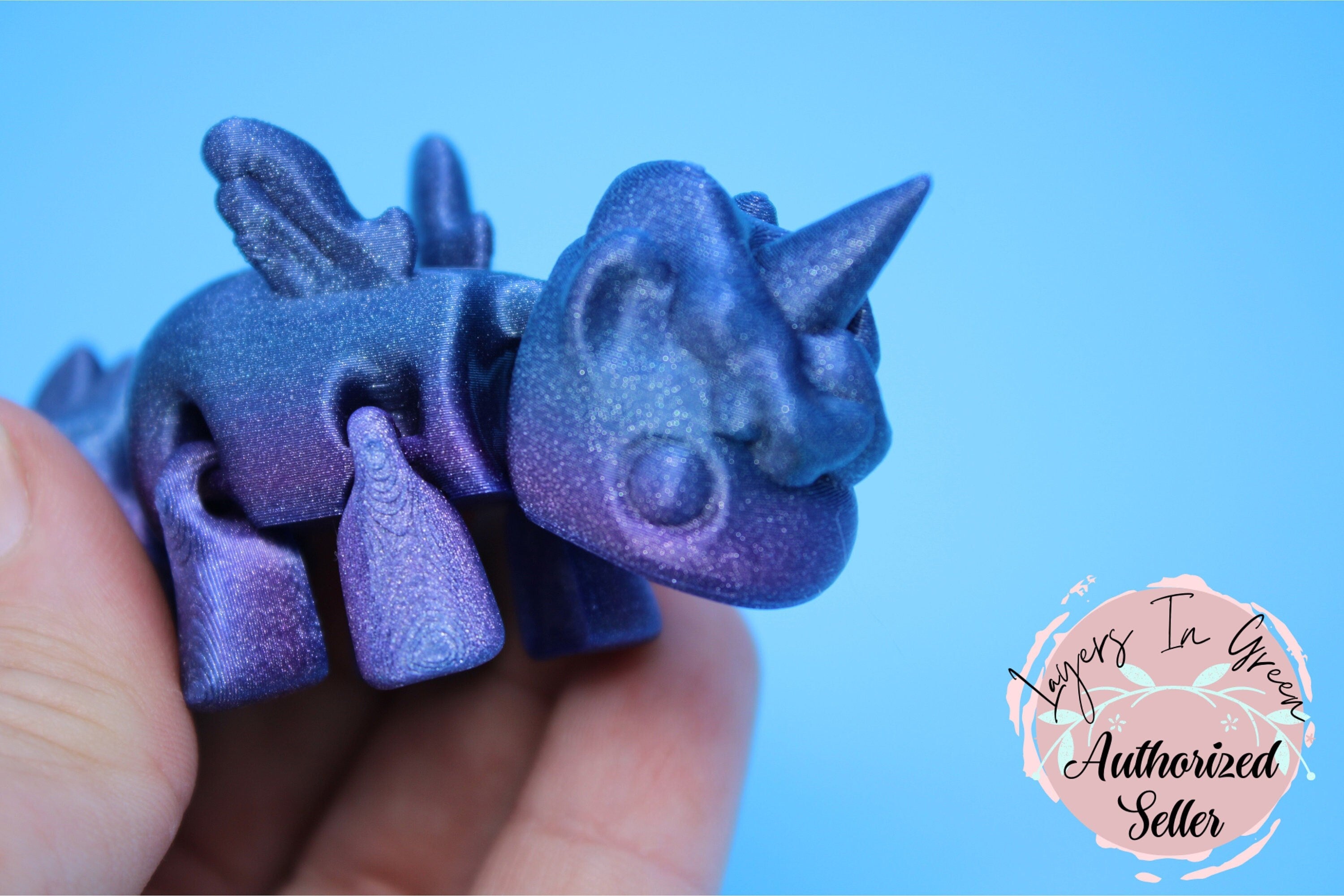 Unicorn with Wings- Blue & Purple | 3D Printed Miniature | Cute Unicorn | Sensory Toy | Fidget Toy.