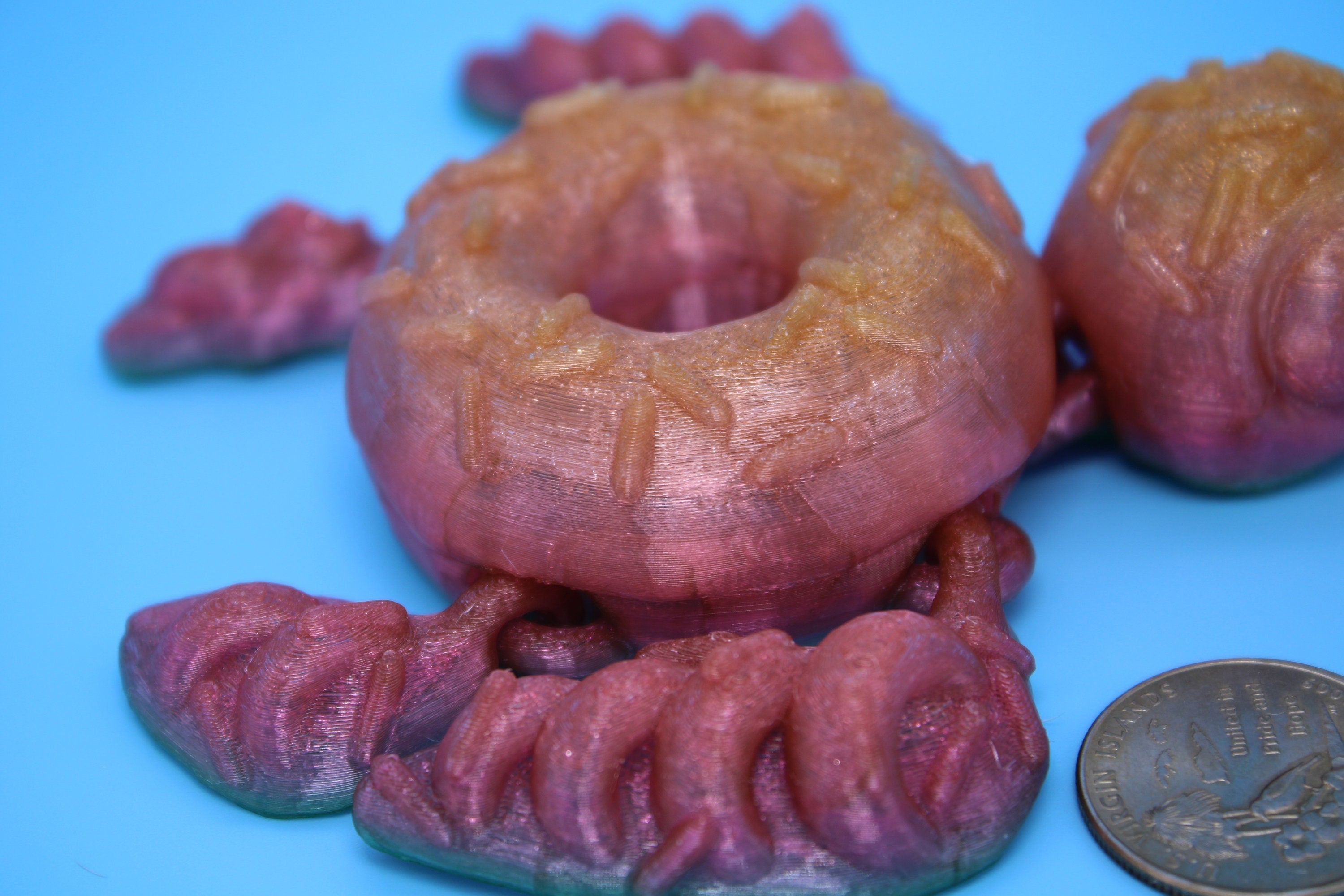 Turtle - Doughnut Turtle | Articulating (Donurtle) | 3D Printed TPU | Flexi Fidget Turtle | Desk Fidget Toy.