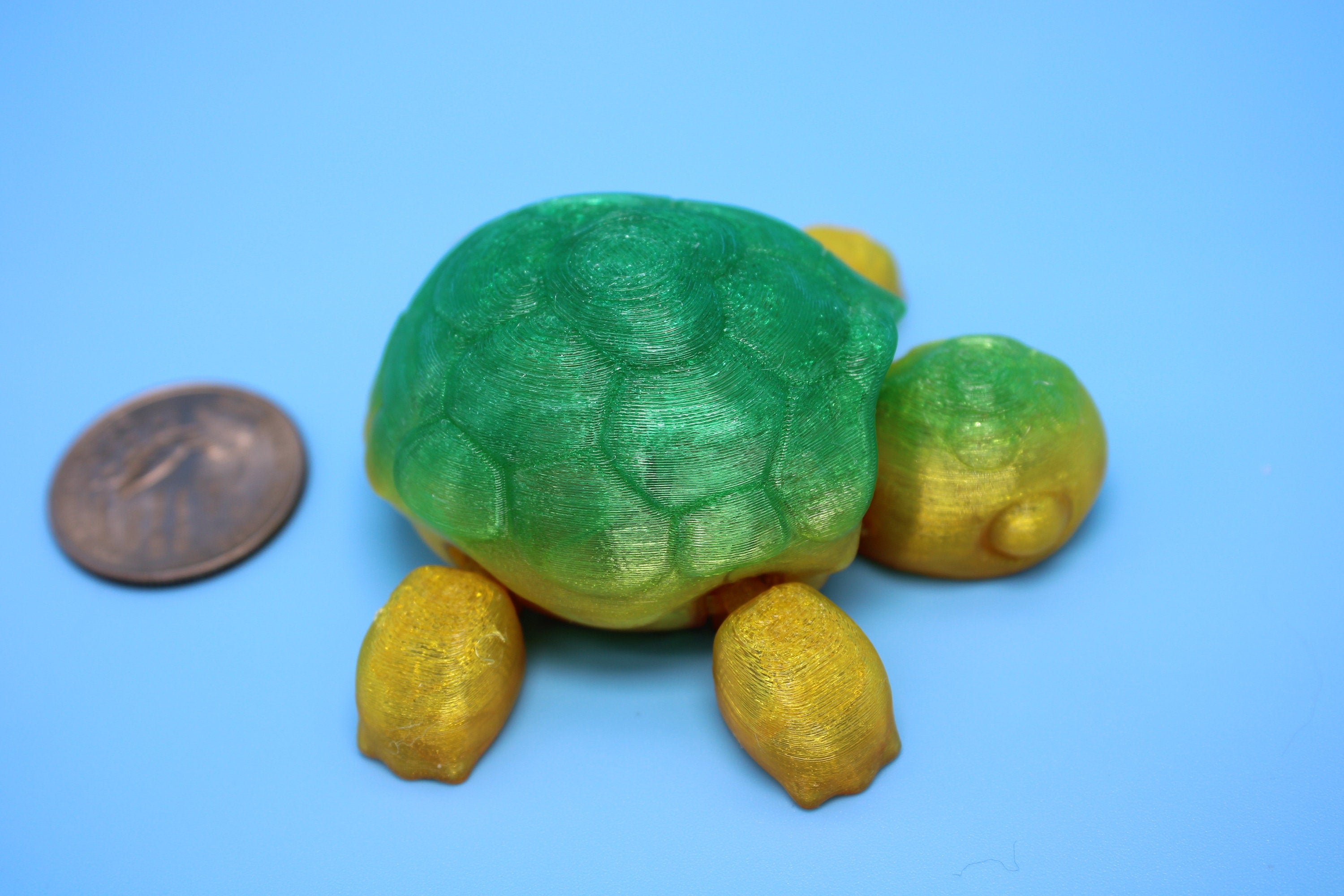 Miniature Flexible Articulating Turtle | 3D Printed Cute Turtle with heart on shell | Friendly Reptile | Sensory Toy | Fidget Toy. (TPU)