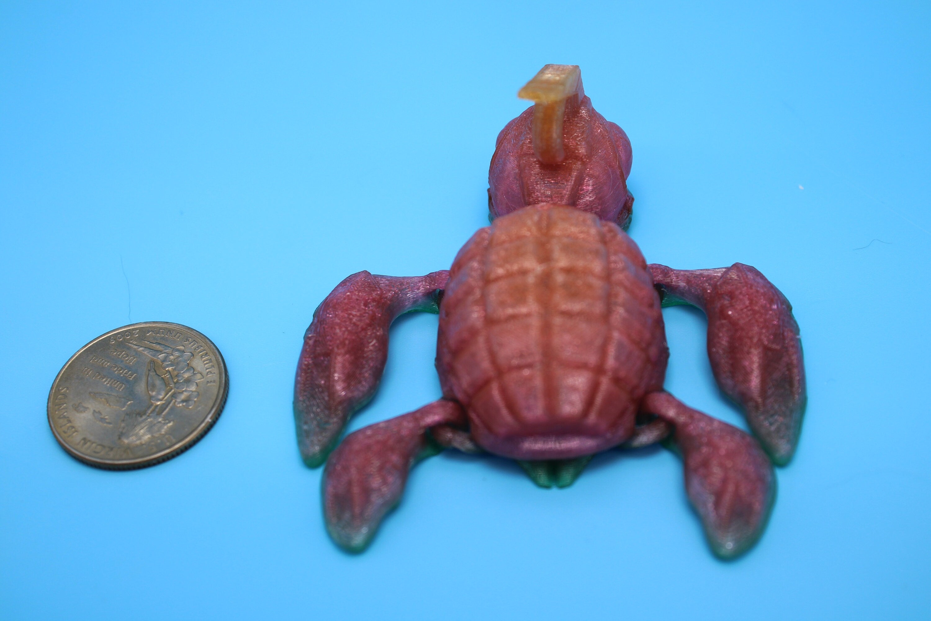 Flexible Grenade Turtle (Grenurtle) - Rainbow | 3D printed | Desk Toy | TPU