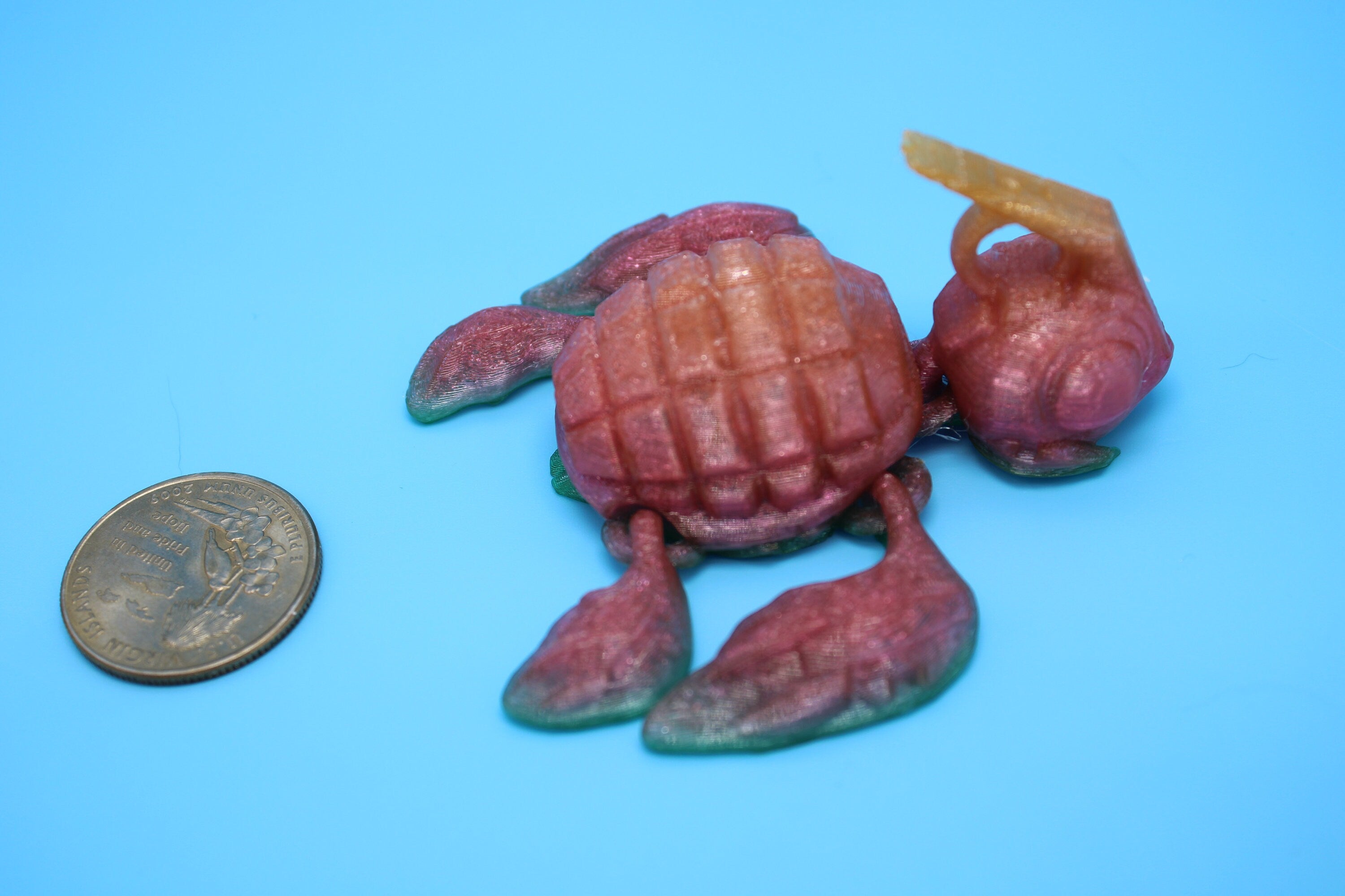 Flexible Grenade Turtle (Grenurtle) - Rainbow | 3D printed | Desk Toy | TPU
