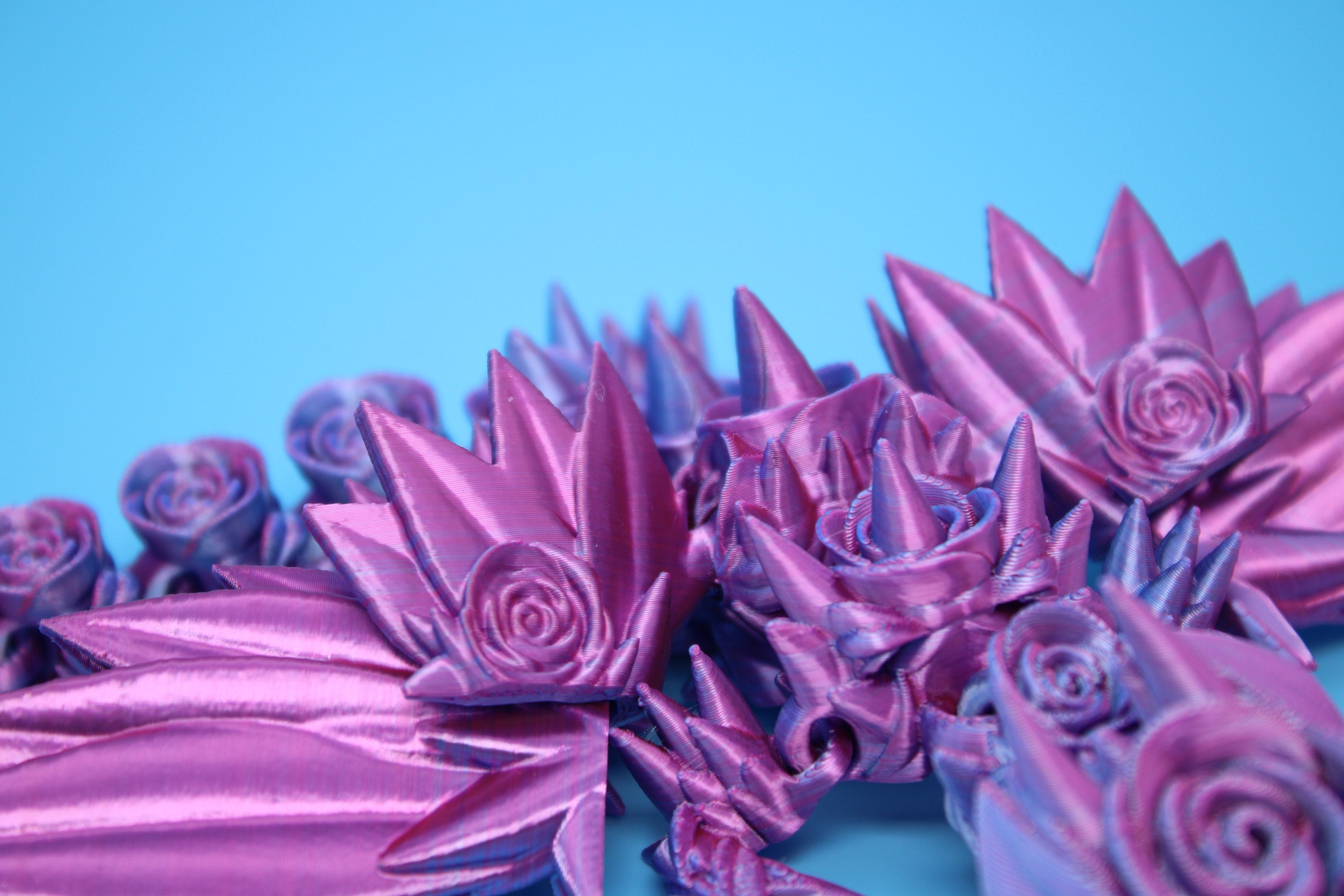 Baby Rose Wing Dragon | Blue / Pink | 3D Printed | Fidget | Flexi Toy 8.5 in. | Stress Relief Gift