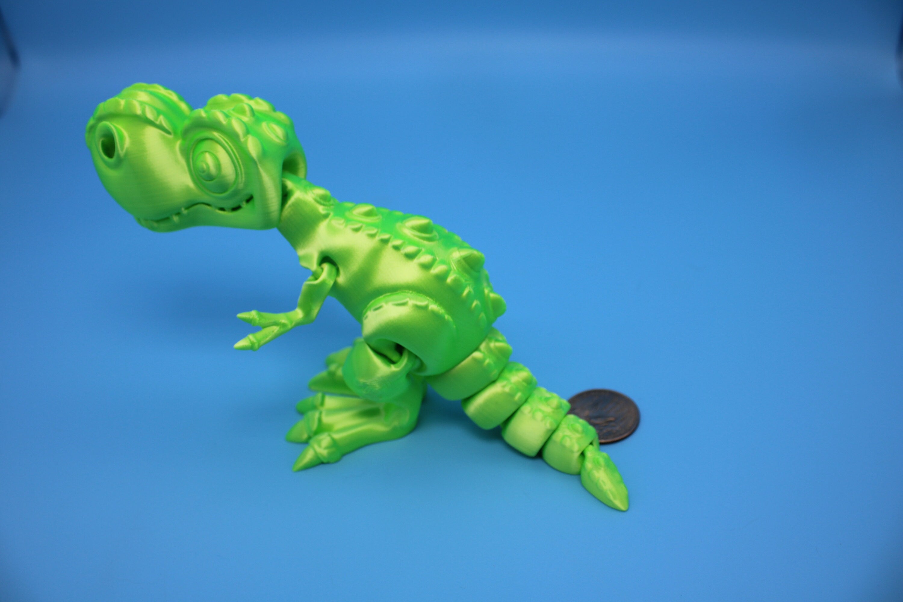 Flexi T-Rex -Green | Articulating | 3D Printed | Tyrannosaurus | Super Cute Dinosaur.