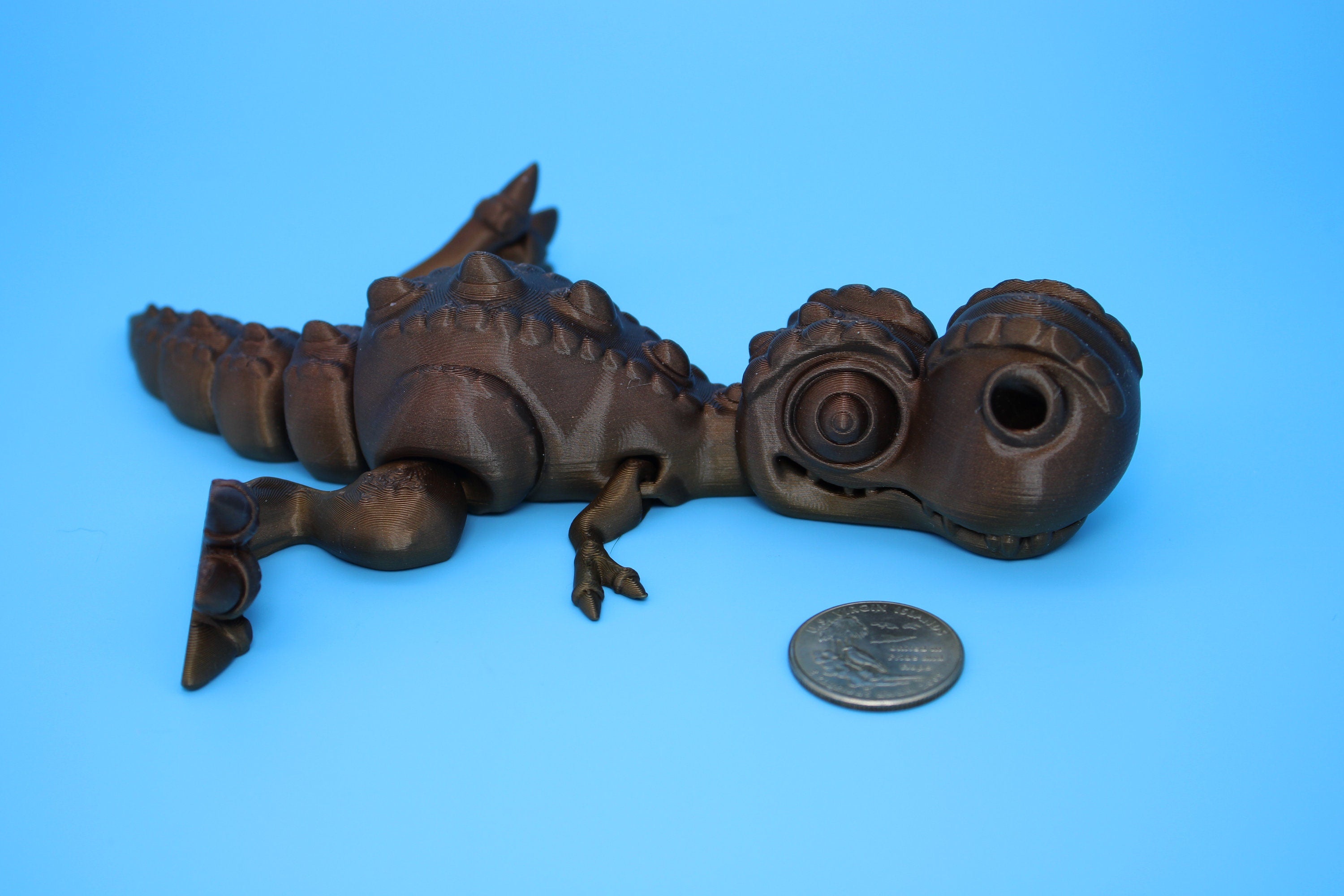 Flexi T-Rex -Brown | Articulating | 3D Printed | Tyrannosaurus | Super Cute Dinosaur.