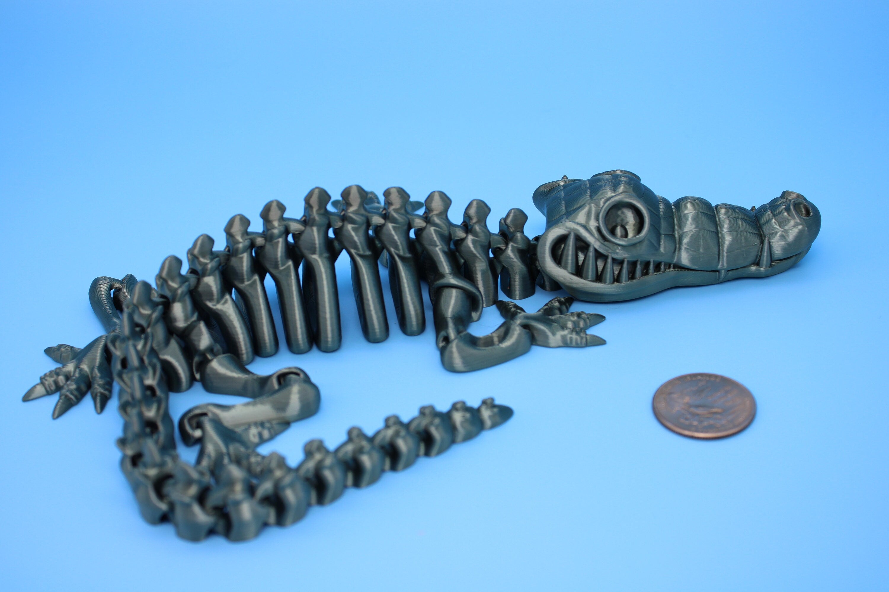 Crocodile | Cute Flexi Toy | Articulating Crocodile | 3D printed Unique Fidget | Desk Buddy | 13 in.