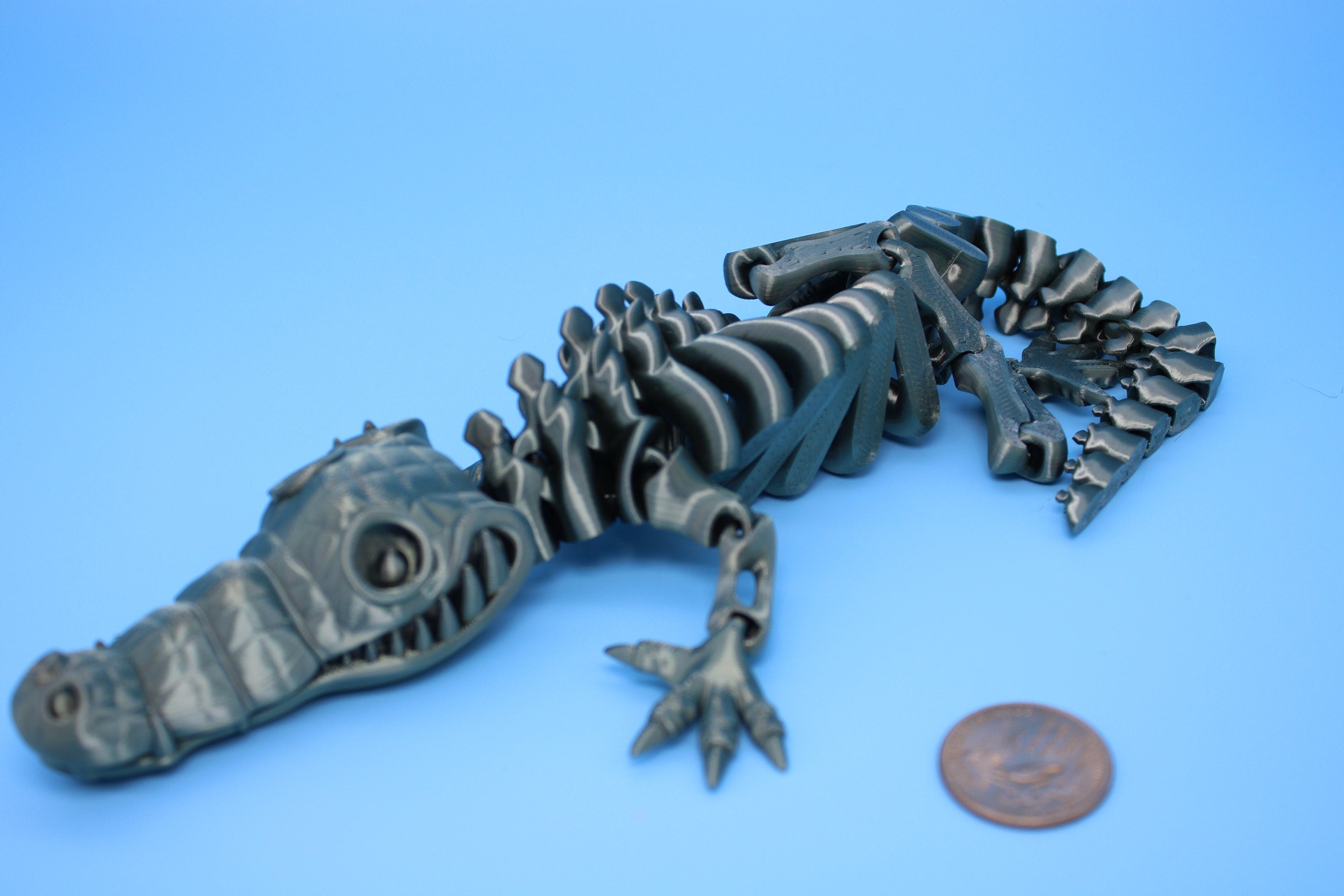 Crocodile | Cute Flexi Toy | Articulating Crocodile | 3D printed Unique Fidget | Desk Buddy | 13 in.