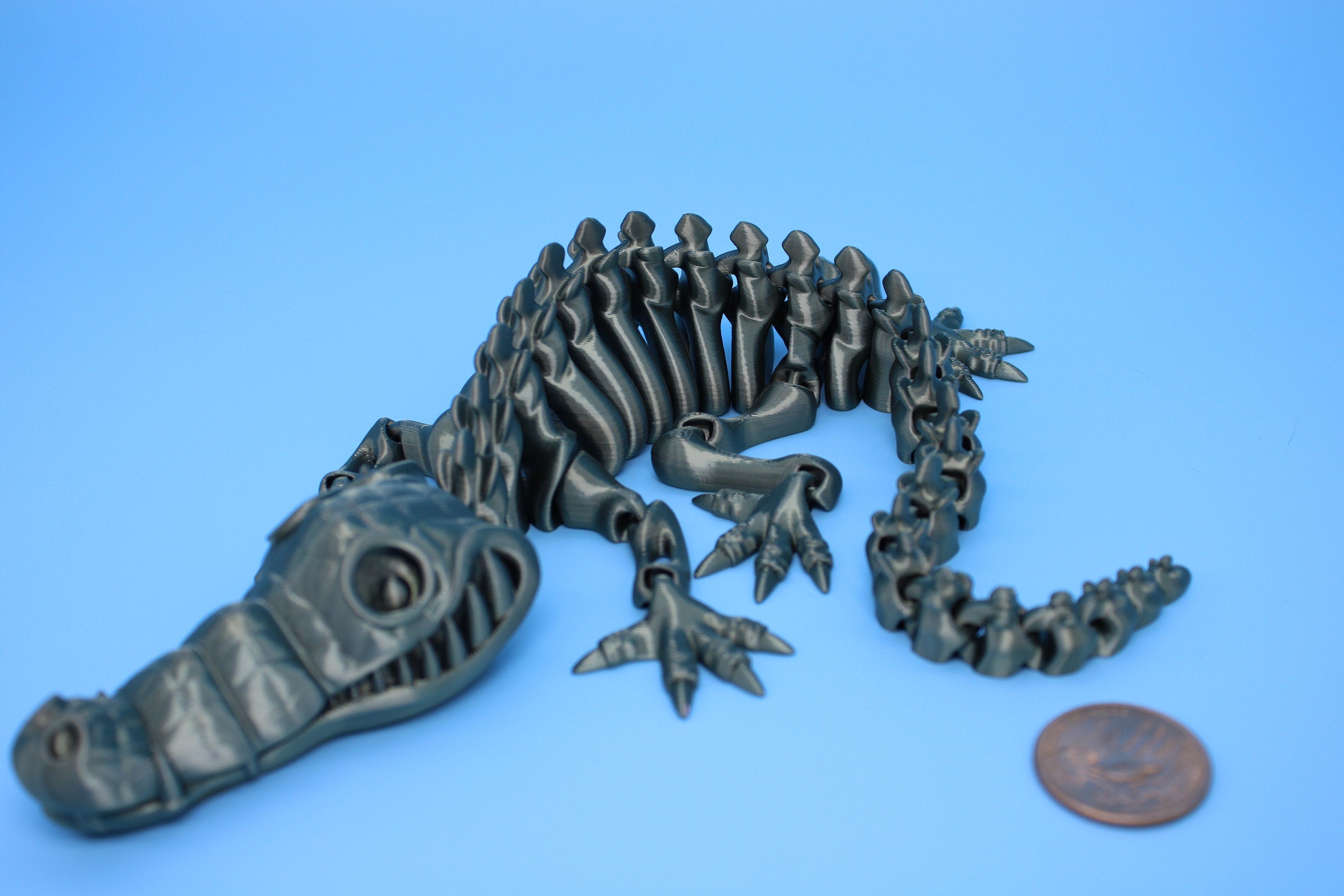 Crocodile | Cute Flexi Toy | Articulating Crocodile | 3D printed Unique Fidget | Desk Buddy | 13 in.