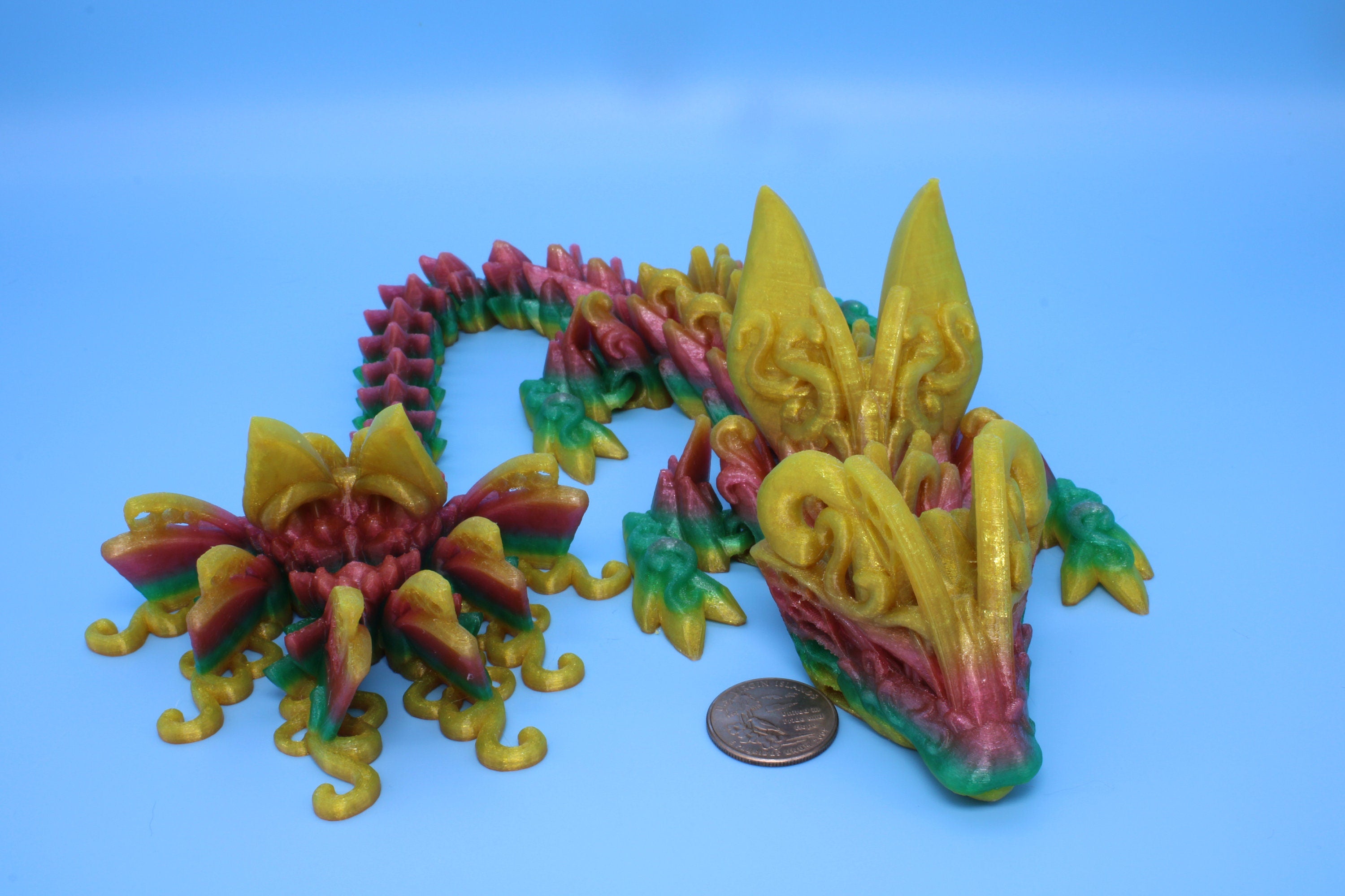 Butterfly Dragon - Rainbow | Butterfly Dragon | 3D printed - TPU | Articulating Dragon | Fidget Toy | Flexi Toy | 20 in