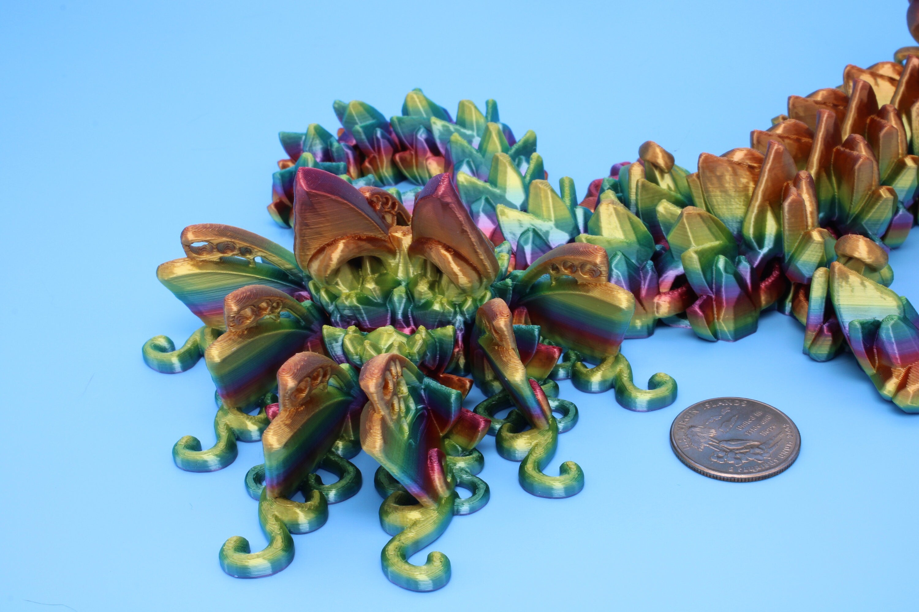 Butterfly Dragon - Rainbow | Butterfly Dragon | 3D printed | Articulating Dragon | Fidget Toy | Flexi Toy | 20 in