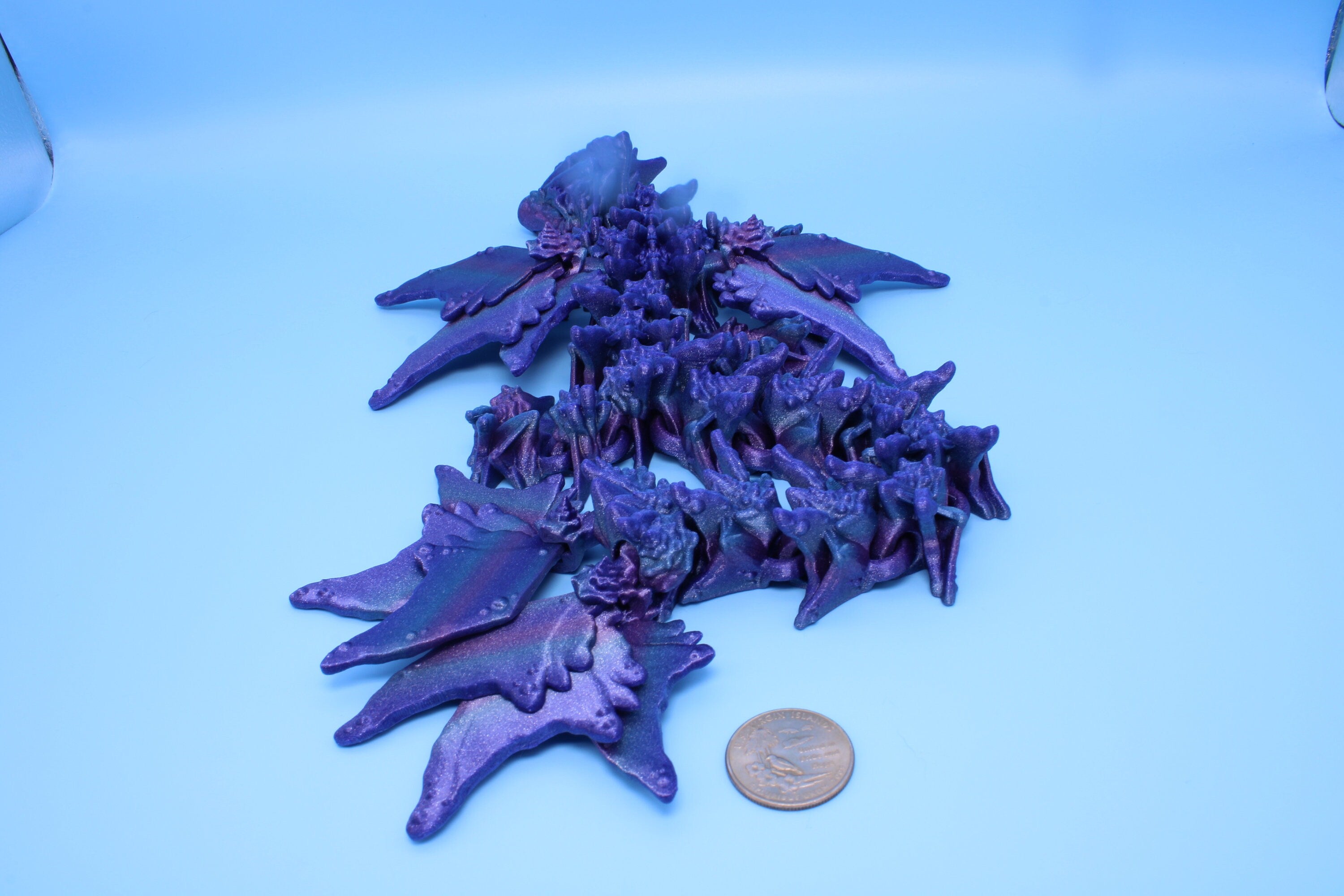 Blue / Purple Ocean Dragon | Articulating Dragon | 3D Printed Fidget | Flexi Toy | Adult Fidget Toy | 18 in. Serpent SHORT