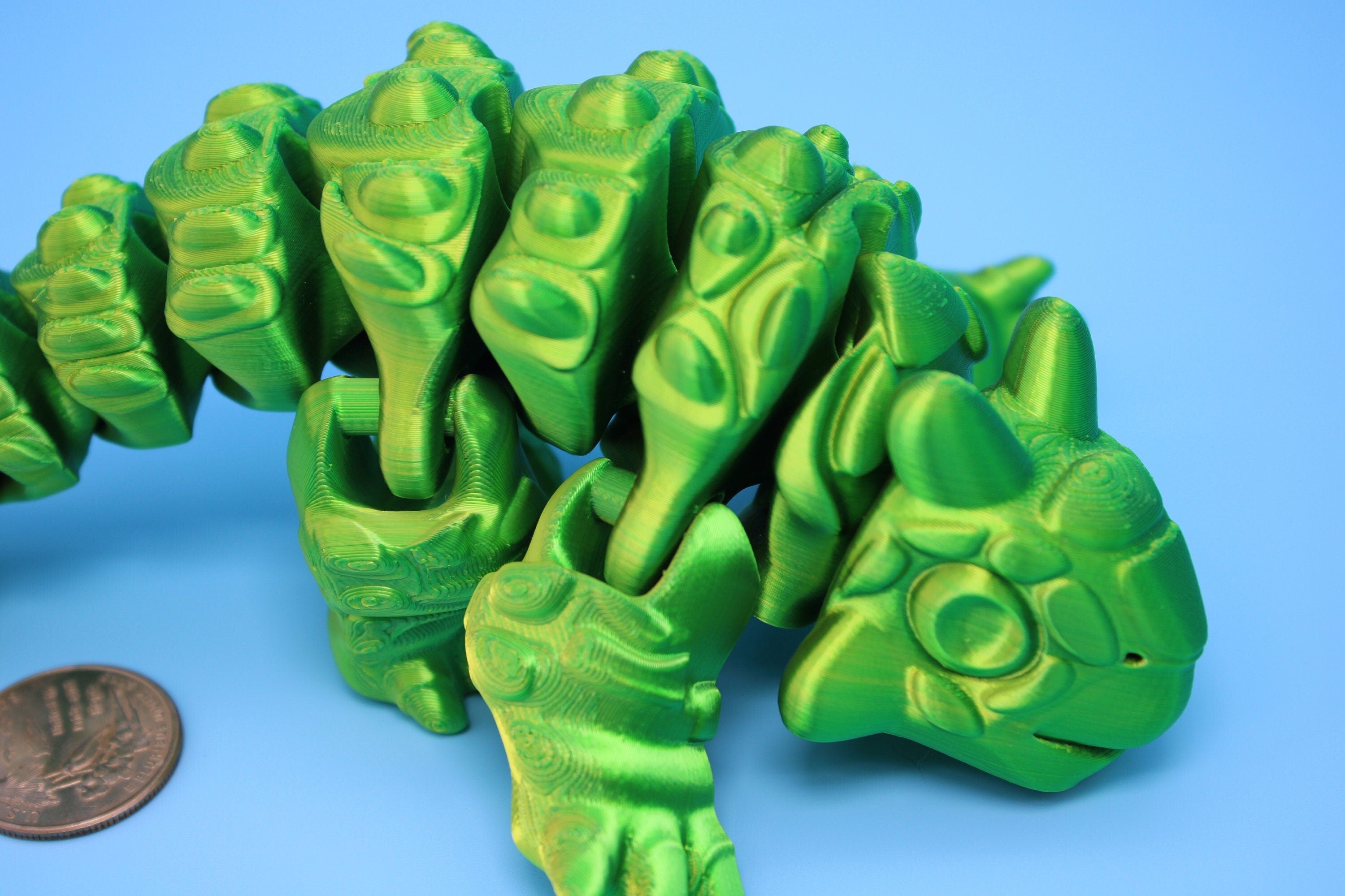 Dinosaur | Ankylosaurus- Green | 3D Printed Cute Dino | 7.25 inches | Fidget Toy | Articulating Dinosaur