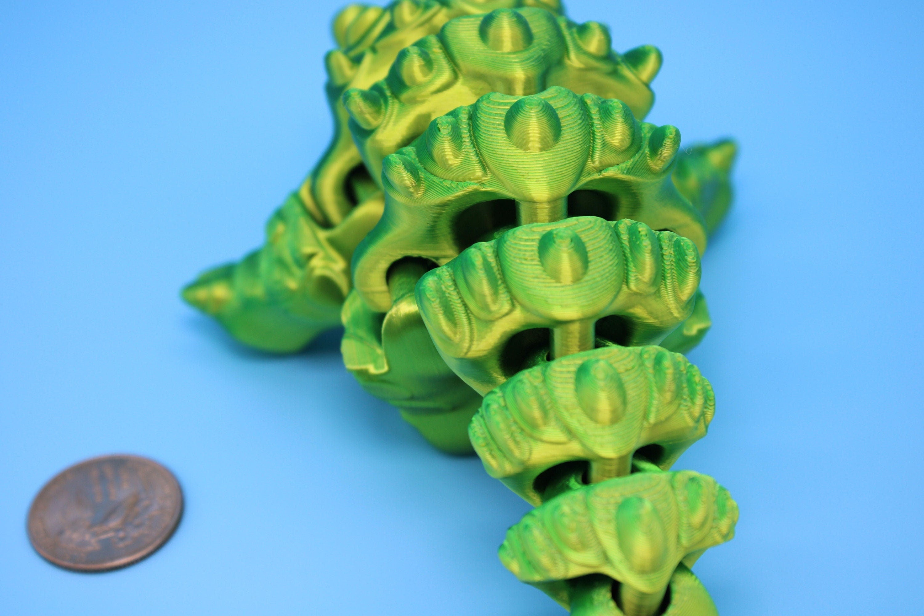 Dinosaur | Ankylosaurus- Green | 3D Printed Cute Dino | 7.25 inches | Fidget Toy | Articulating Dinosaur