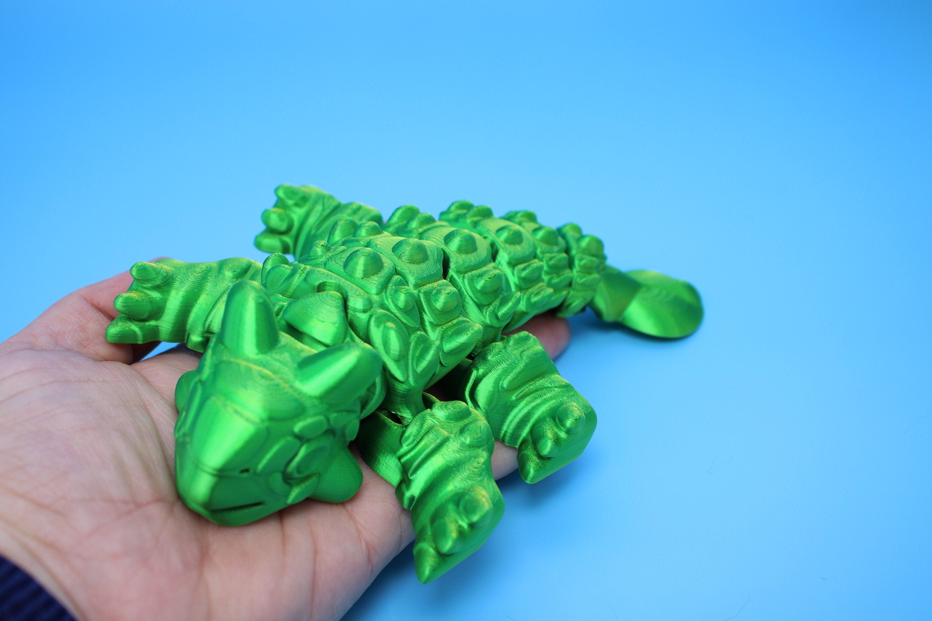 Dinosaur | Ankylosaurus- Green | 3D Printed Cute Dino | 7.25 inches | Fidget Toy | Articulating Dinosaur