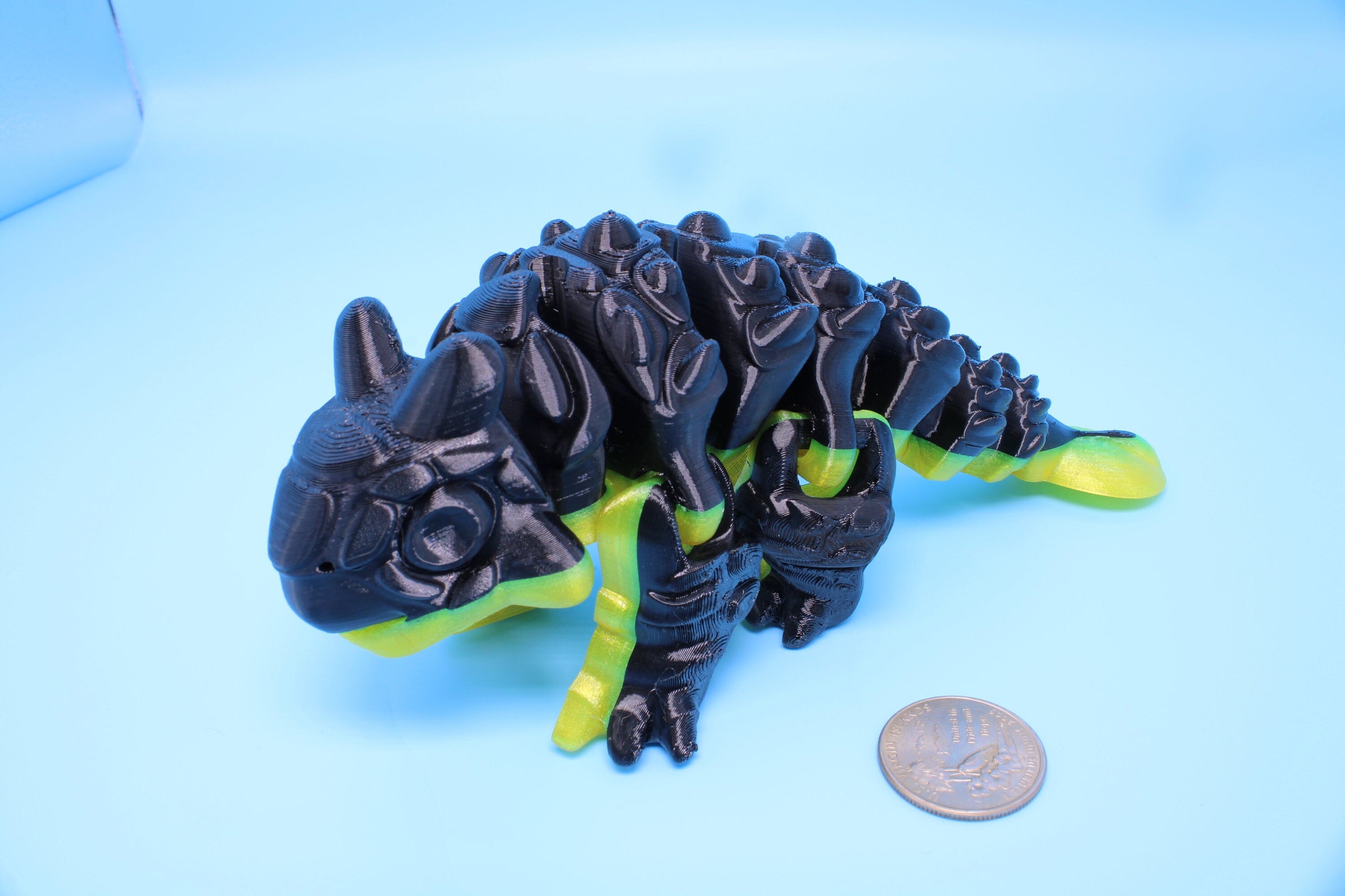 Copy of Dinosaur | Ankylosaurus- Black & Yellow | 3D Printed Cute Dino | 7.25 inches | Fidget Toy | Articulating Dinosaur