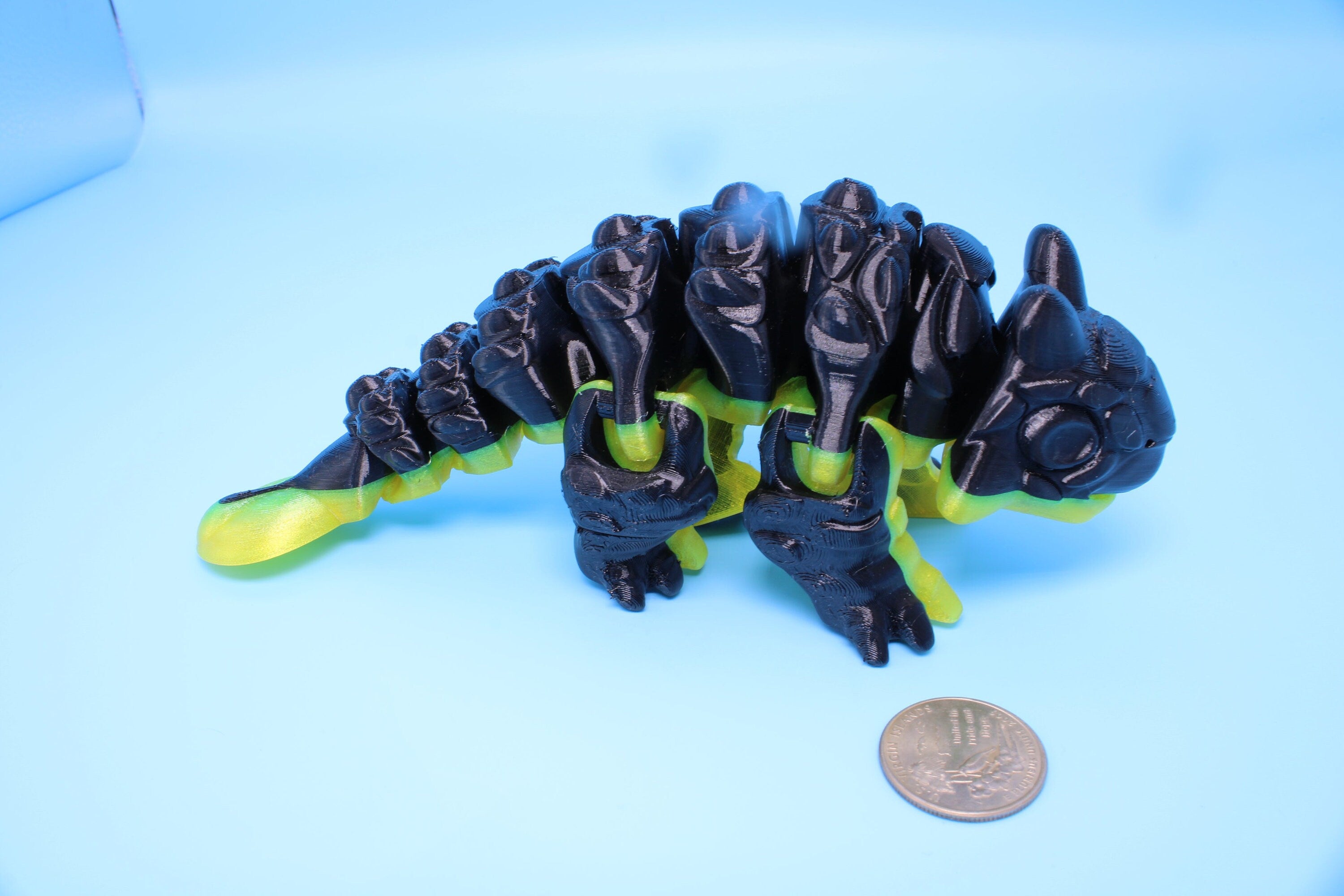 Copy of Dinosaur | Ankylosaurus- Black & Yellow | 3D Printed Cute Dino | 7.25 inches | Fidget Toy | Articulating Dinosaur