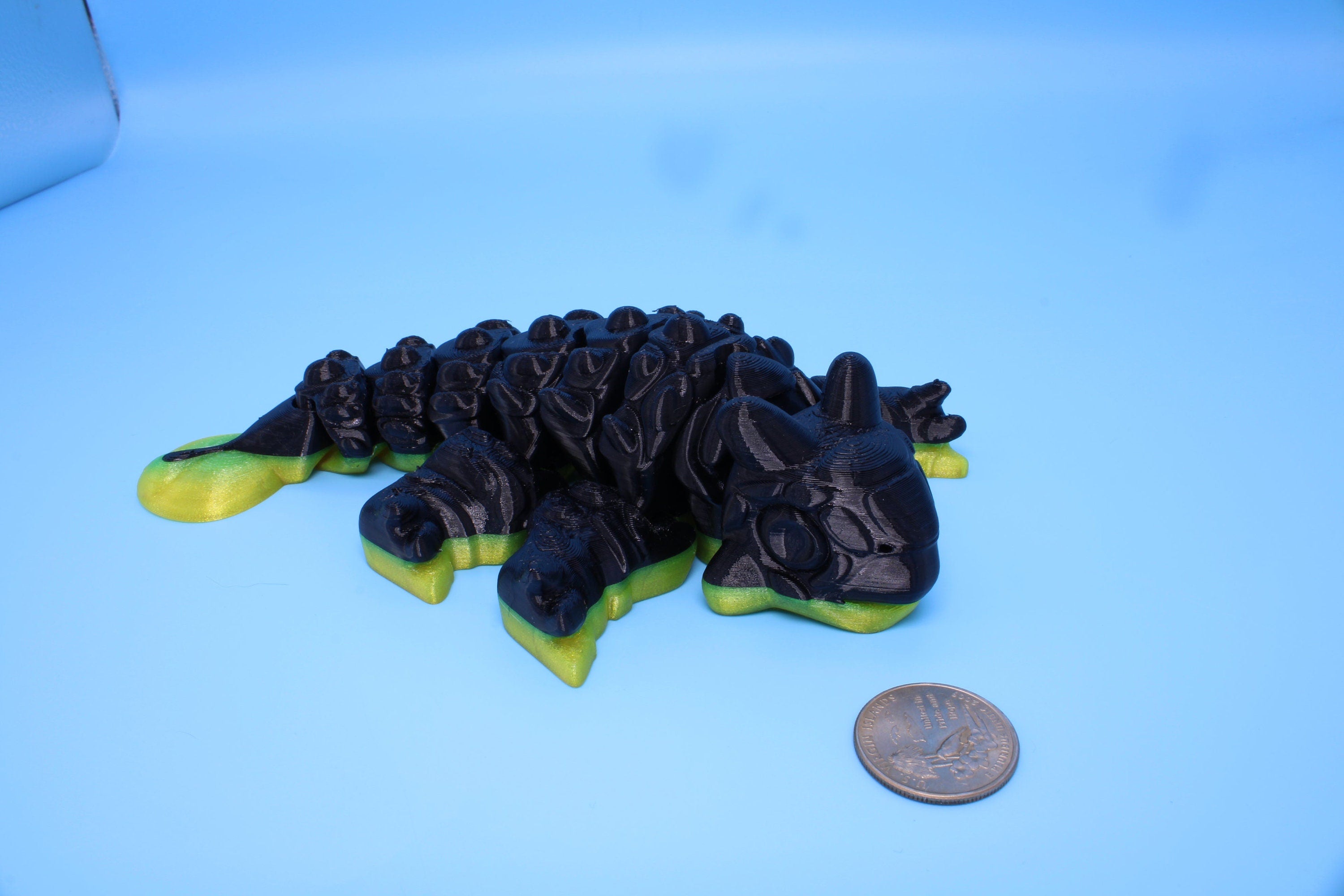 Copy of Dinosaur | Ankylosaurus- Black & Yellow | 3D Printed Cute Dino | 7.25 inches | Fidget Toy | Articulating Dinosaur