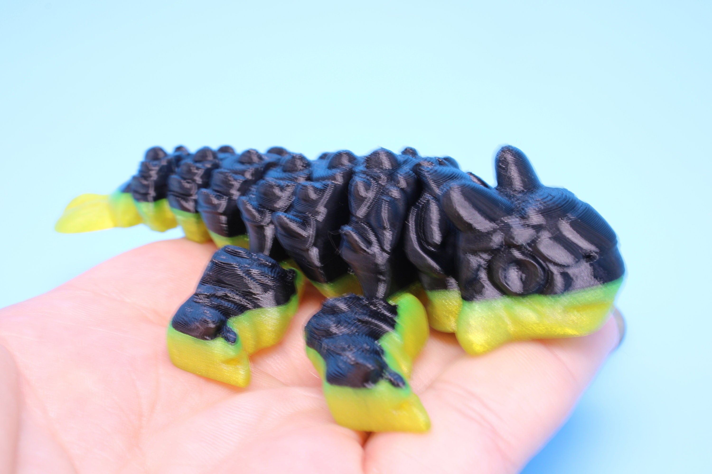 Dinosaur | Ankylosaurus- Black & Yellow | Miniature | 3D Printed TPU | Cute Dino | 4.25 inches | Fidget Toy.