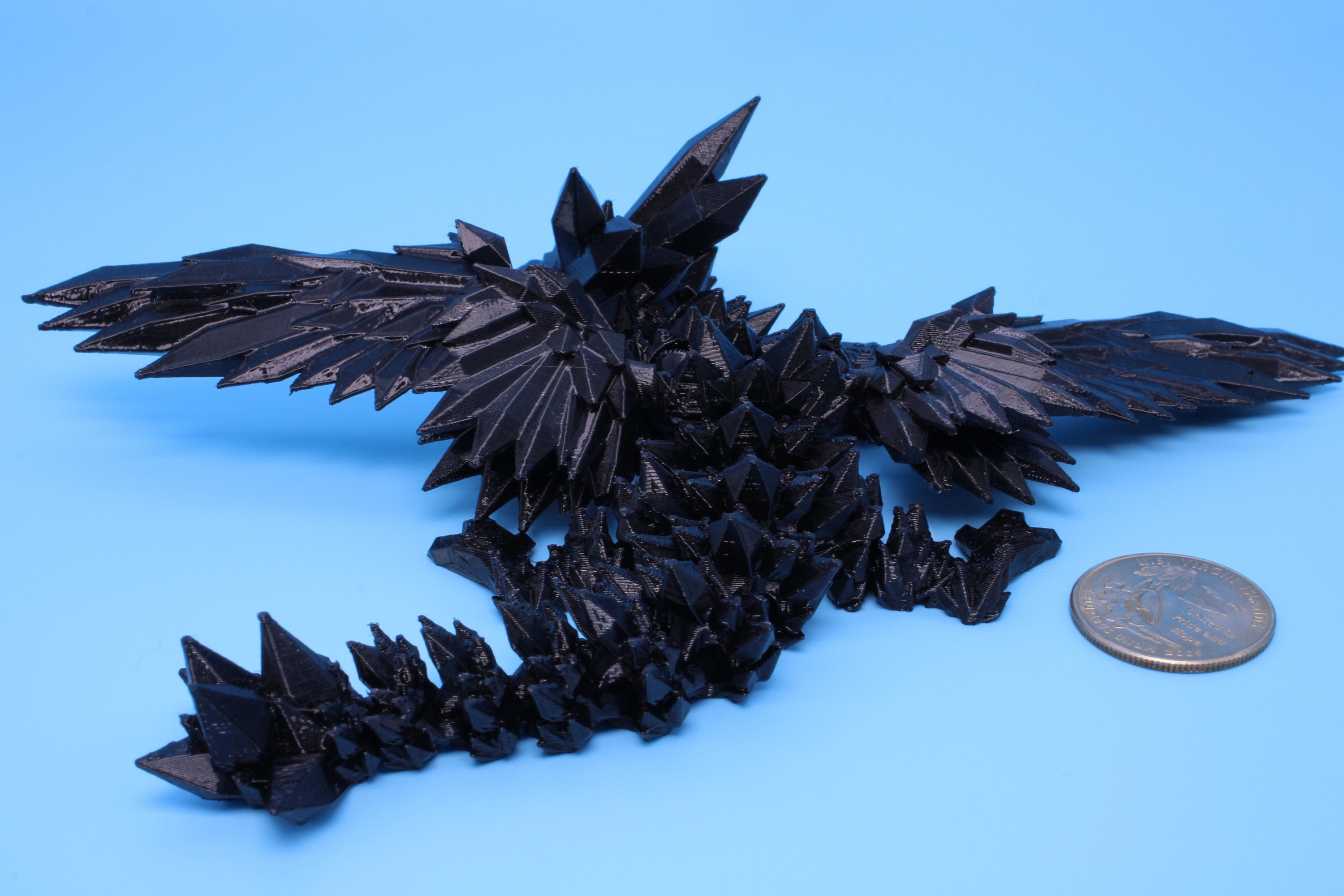 Baby Crystal Wing Dragon | Black| Flexible (TPU) | 3D Printed