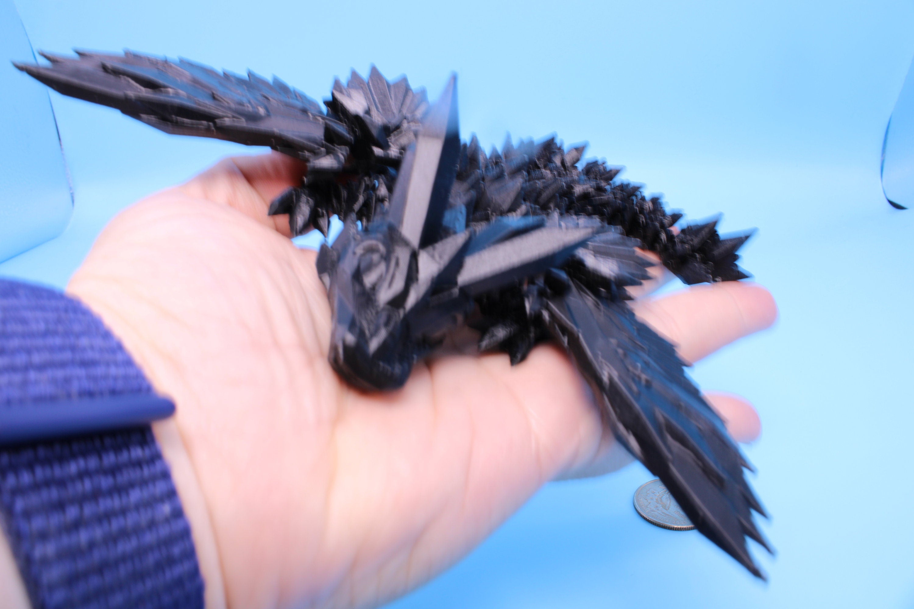 Baby Crystal Wing Dragon | Black| Flexible (TPU) | 3D Printed