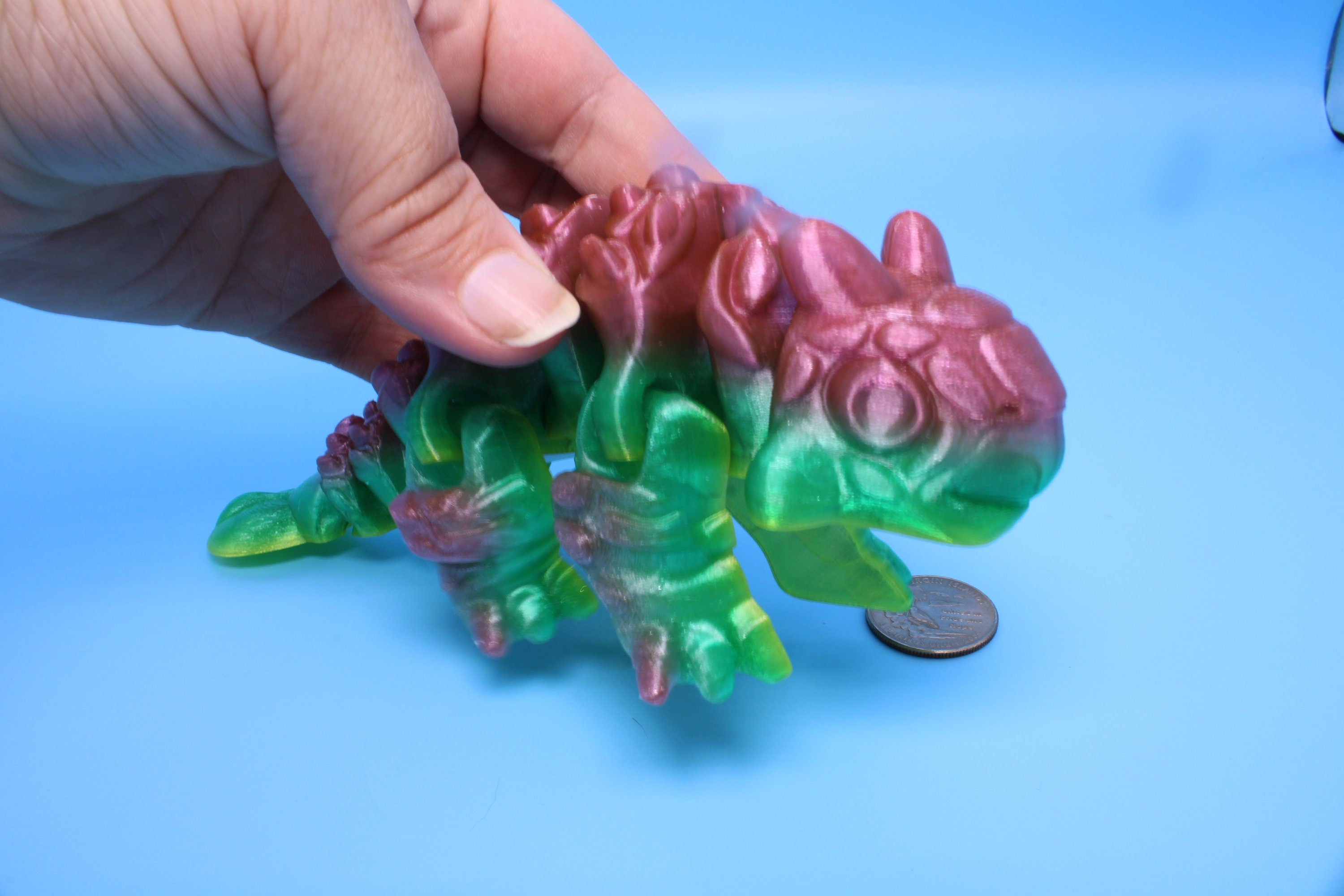Dinosaur | Ankylosaurus- Pink & Green | 3D Printed Cute Dino | 7.25 inches | Fidget Toy | Articulating Dinosaur