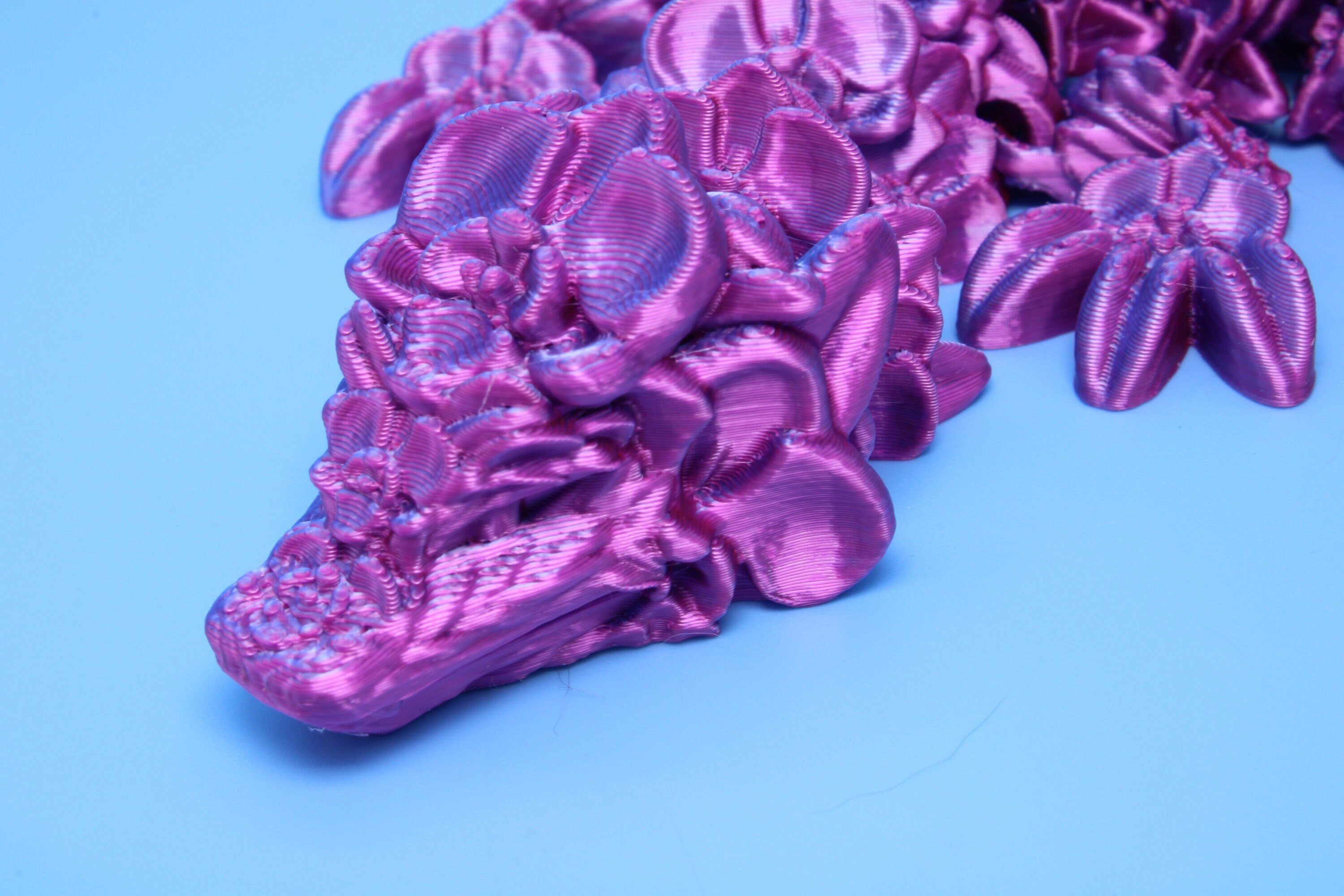 Orchid Dragon- Pink & Blue | 3D Printed | Flexi Toy | Adult Fidget Toy | 14.5 inch.