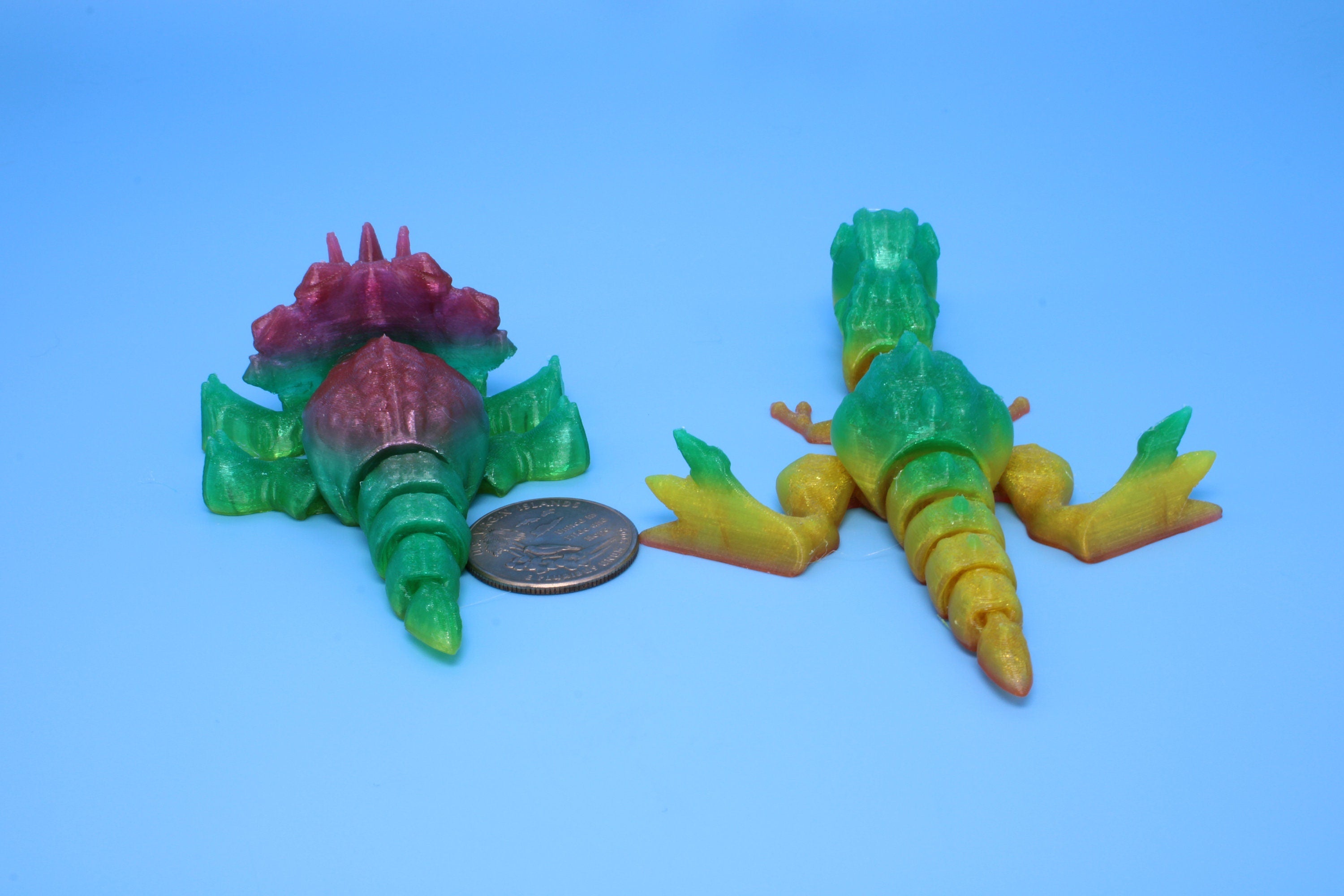 Miniature T-Rex / Triceratops | Set of 2 | Articulating | 3D Printed TPU | Super Cute Dinosaur.