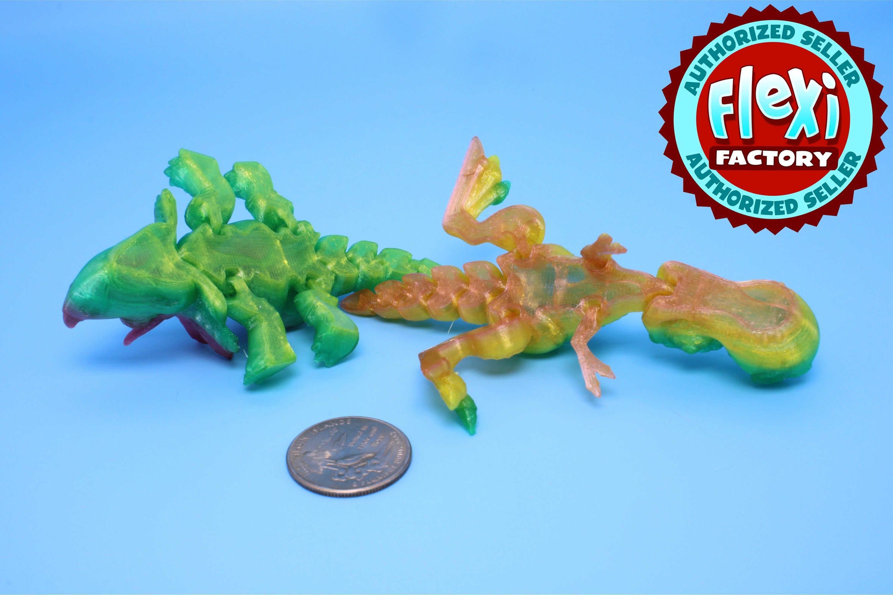Miniature T-Rex / Triceratops | Set of 2 | Articulating | 3D Printed TPU | Super Cute Dinosaur.