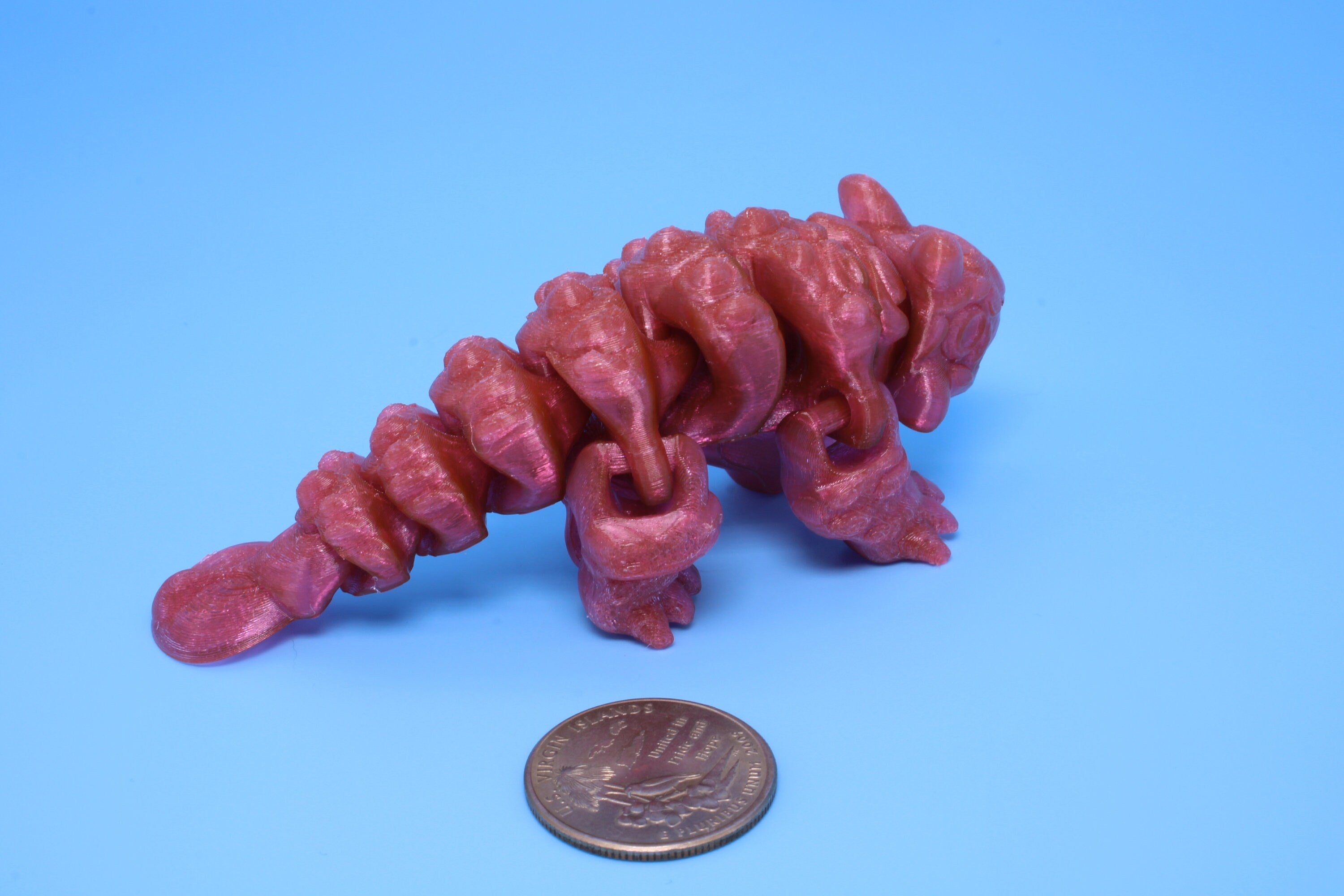 Dinosaur | Ankylosaurus- Pink | Miniature | 3D Printed TPU | Cute Dino | 4.25 inches | Fidget Toy.