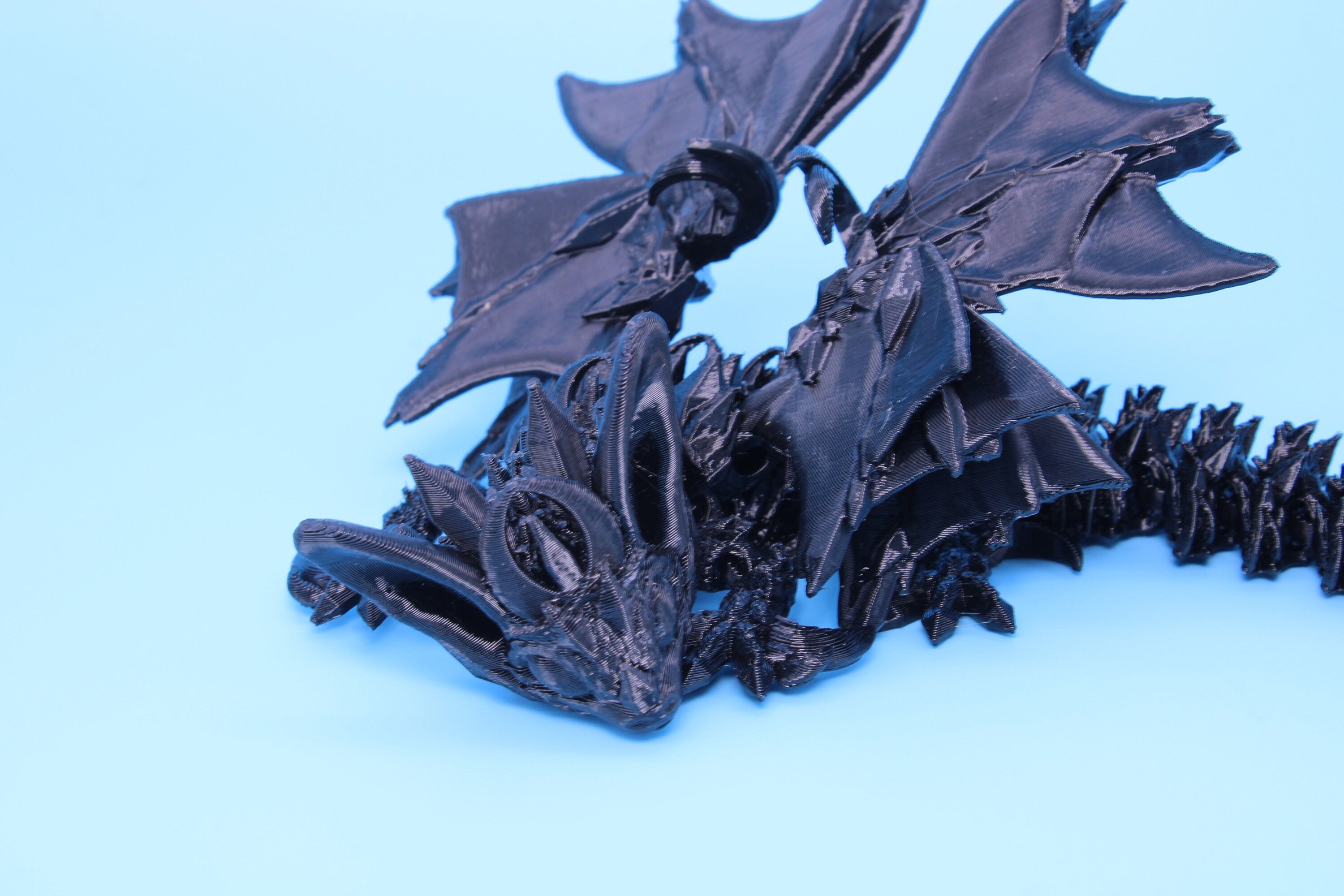 Miniature Flexible Bat Dragon | Black Bat Wing | Articulating Dragon | 3D Printed Fidget | Flexi Toy | Fidget Toy | Sensory Desk Toy