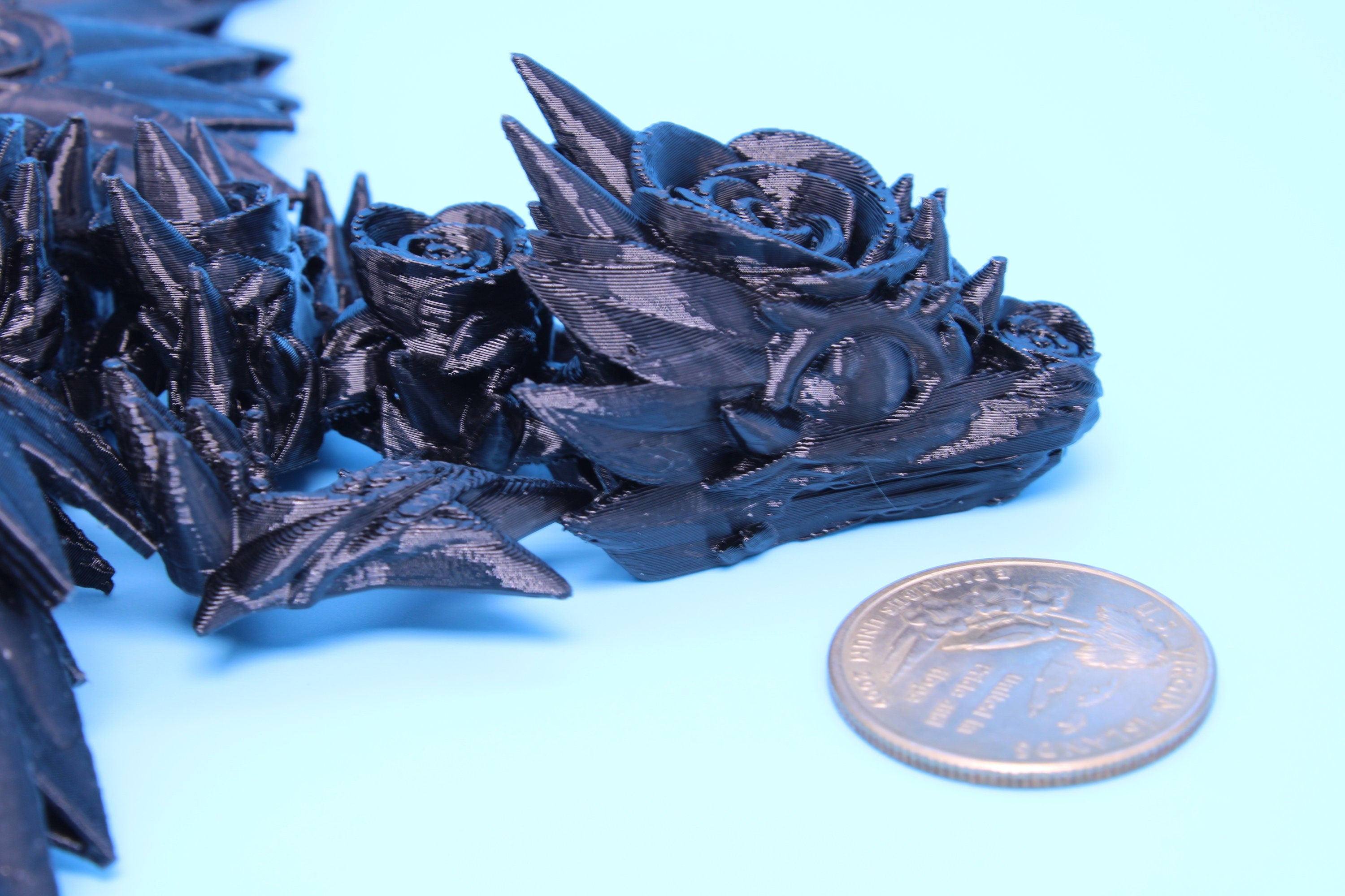 Baby Rose Wing Dragon | Black | 3D Printed | Fidget | Flexi Toy 8.5 in. | Stress Relief Gift