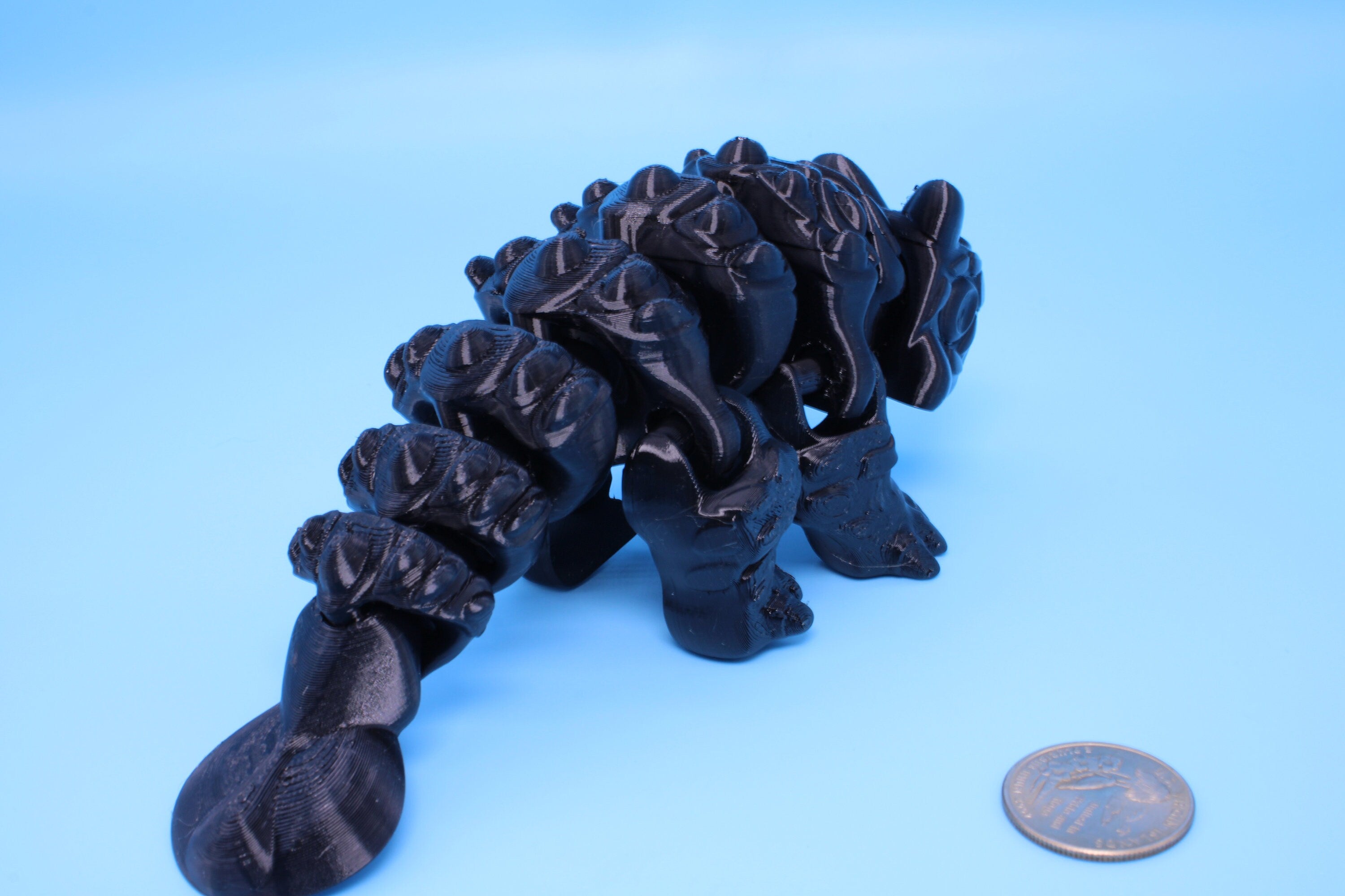 Dinosaur | Ankylosaurus- Black | 3D Printed Cute Dino | 7.25 inches | Fidget Toy | Articulating Dinosaur