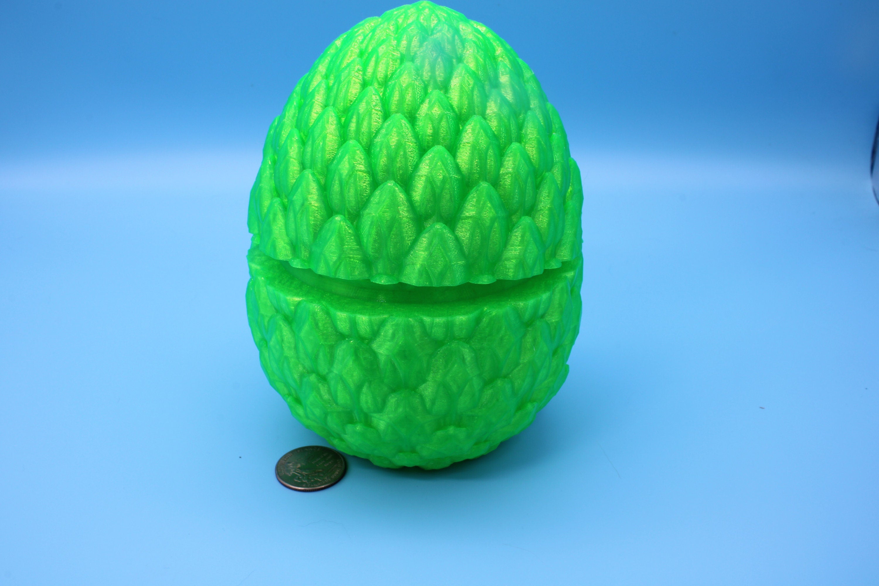 Dragon Scale Egg- Green | 3D printed | Dragon Egg Storage! | 6 in. Dragon Scale Egg | Gift. Decorative Egg