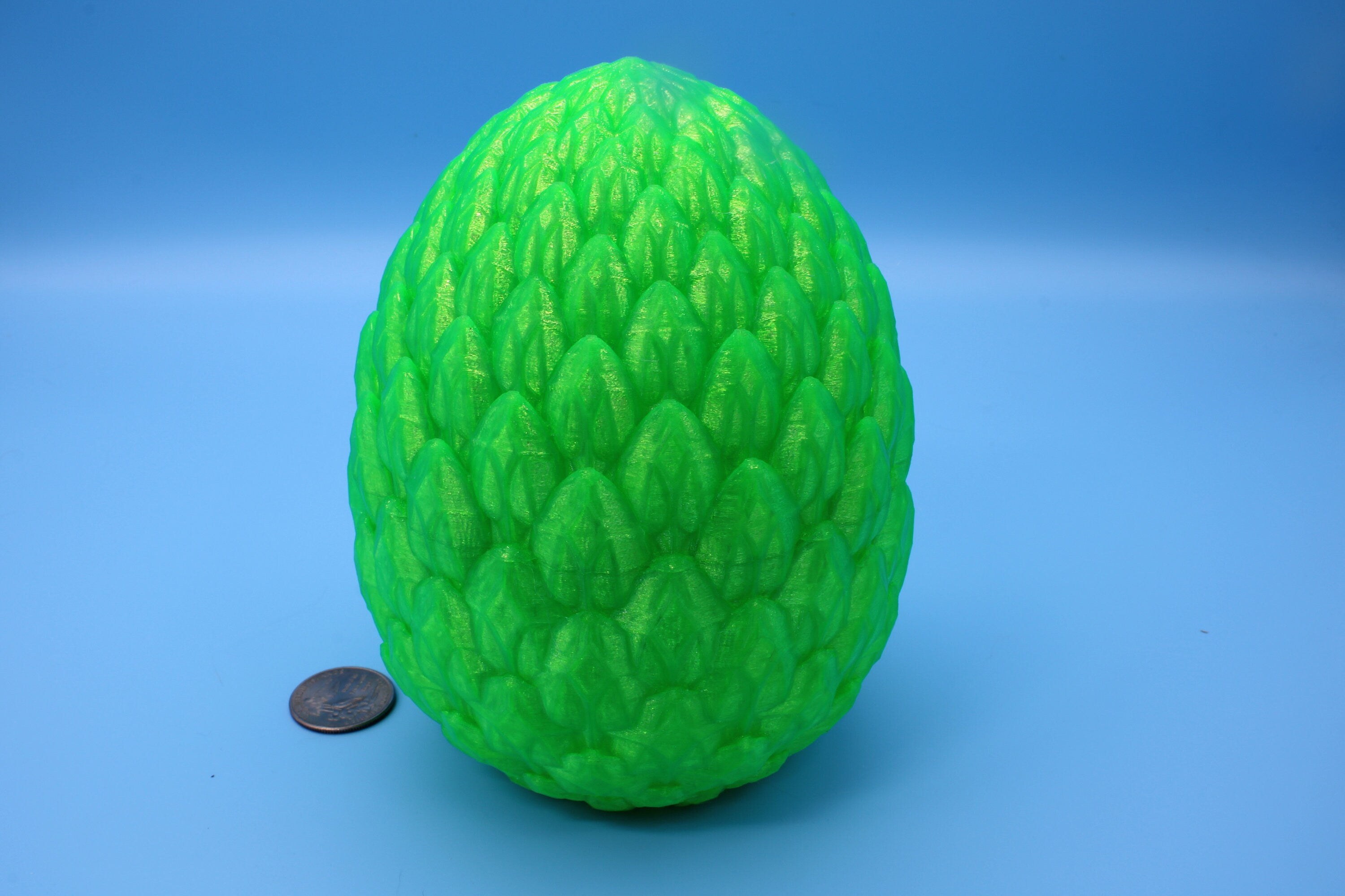 Dragon Scale Egg- Green | 3D printed | Dragon Egg Storage! | 6 in. Dragon Scale Egg | Gift. Decorative Egg