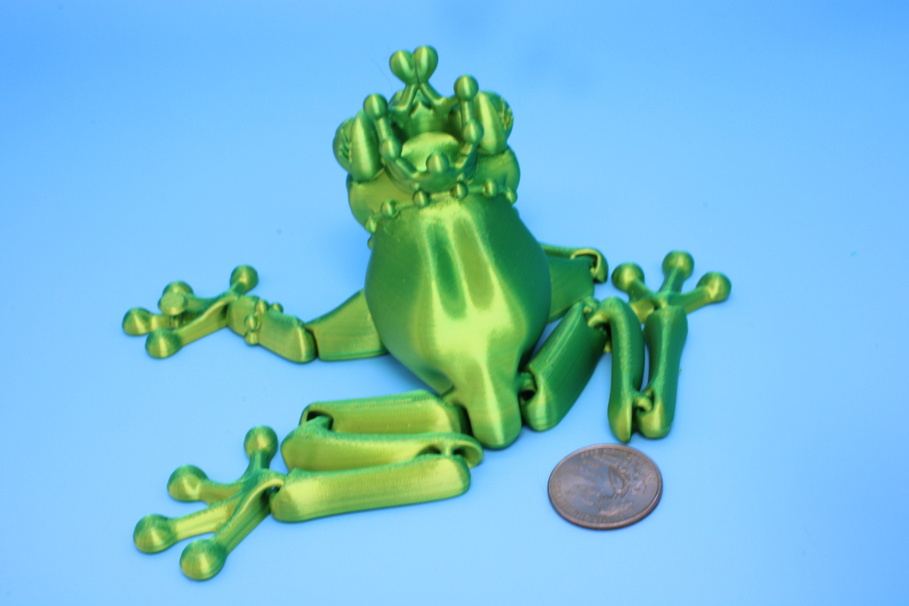 Green Princess Frog | Cute Flexi Toy | Articulating Frog | 3D printed Unique Fidget | Desk Buddy