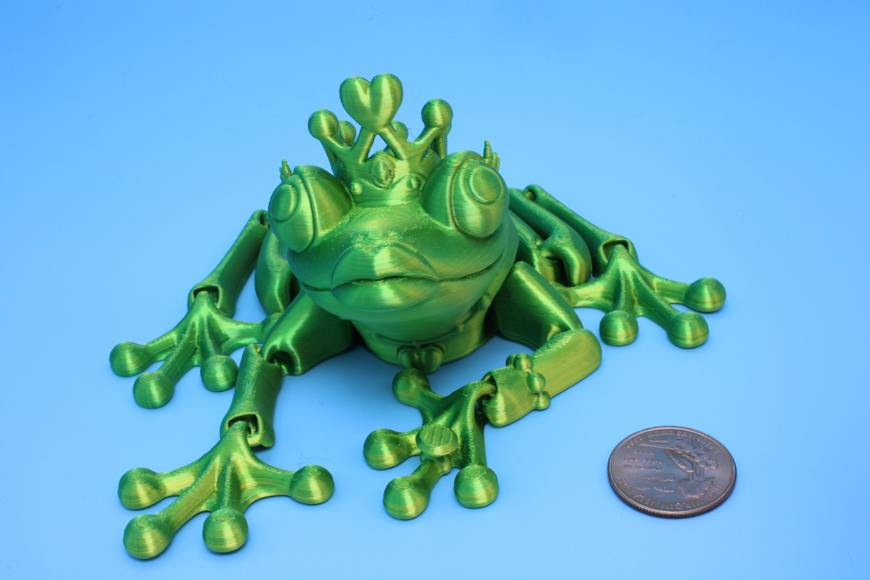 Green Princess Frog | Cute Flexi Toy | Articulating Frog | 3D printed Unique Fidget | Desk Buddy