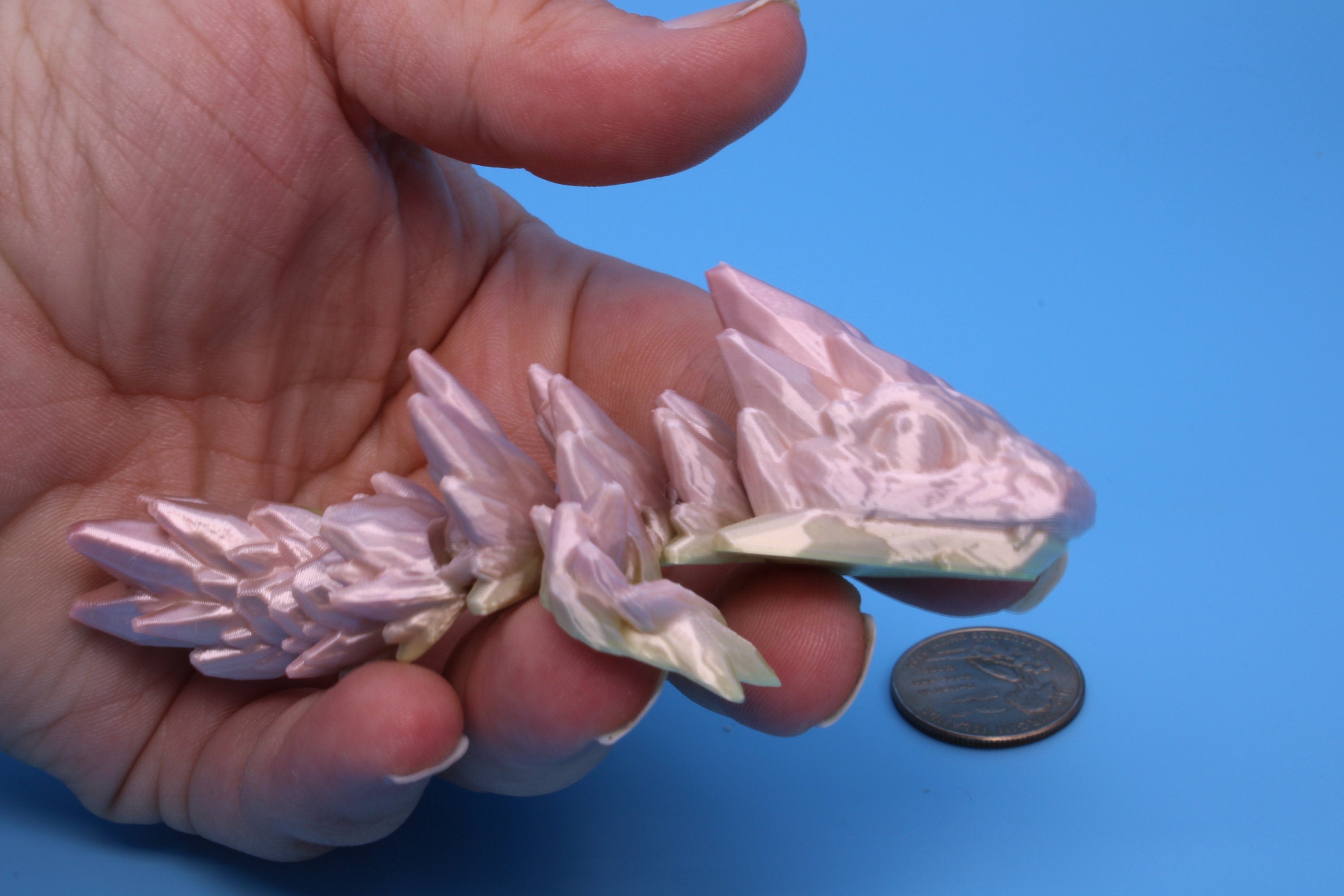 Miniature Baby Gem Dragon | 3D Printed | Articulating Dragon | Flexi Toy | Adult Fidget Toy | 4.5 in. (Made)